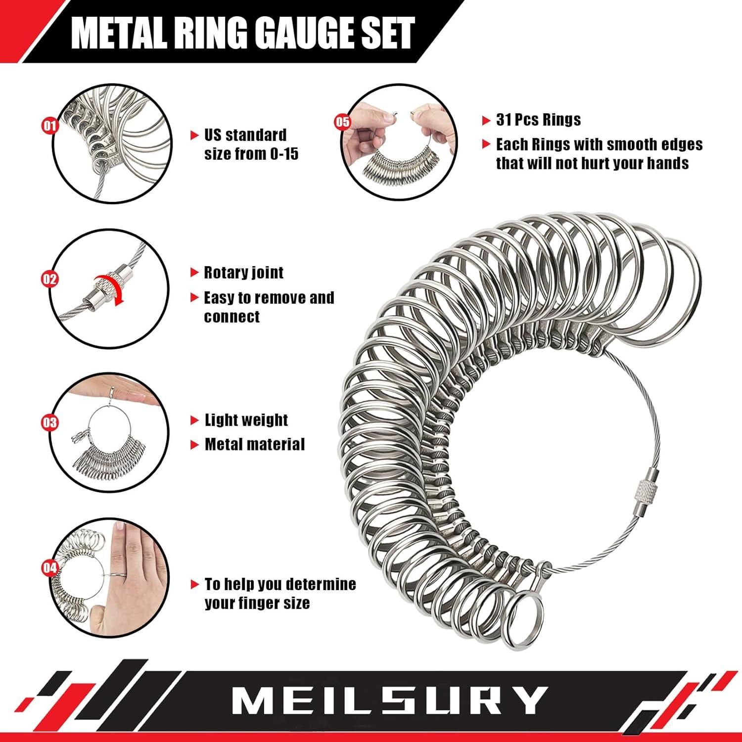Kit de Medición de Tamaño de Anillo MeilsurY 4 Piezas