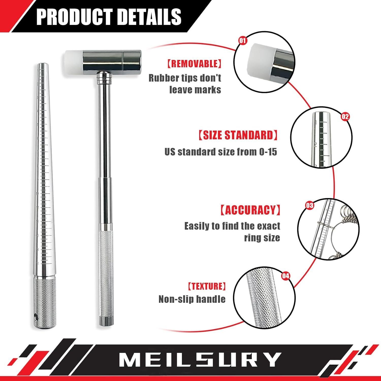 Kit de Medición de Tamaño de Anillo MeilsurY 4 Piezas