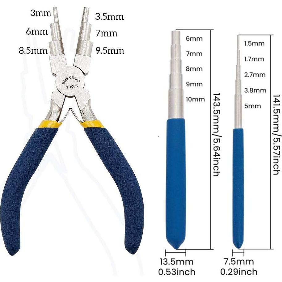 Herramienta de Bucle de Alambre BENECREAT 2Pcs Mandriles y Alicate 6 en 1