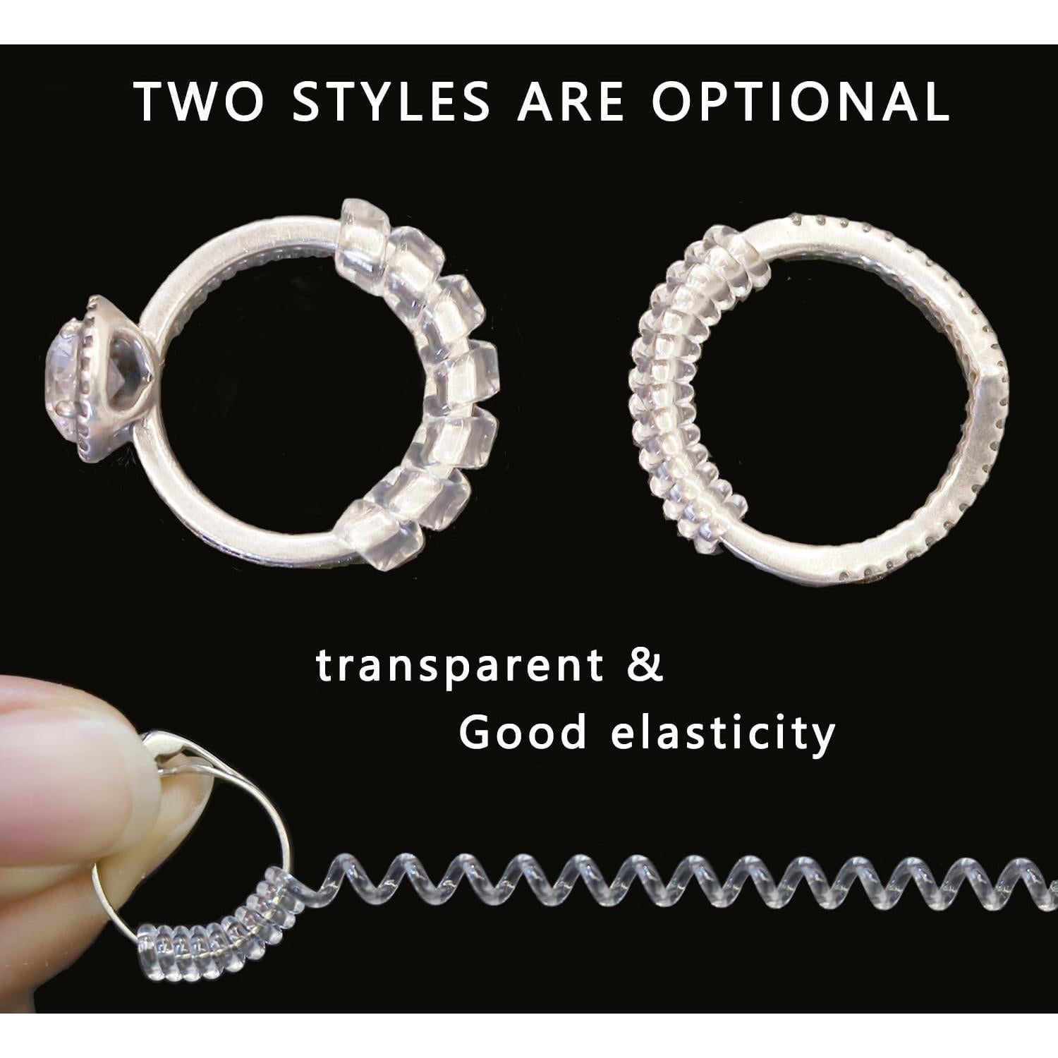 Ajustador de Talla de Anillo JRONGHE - 12 Piezas Silicona Transparente