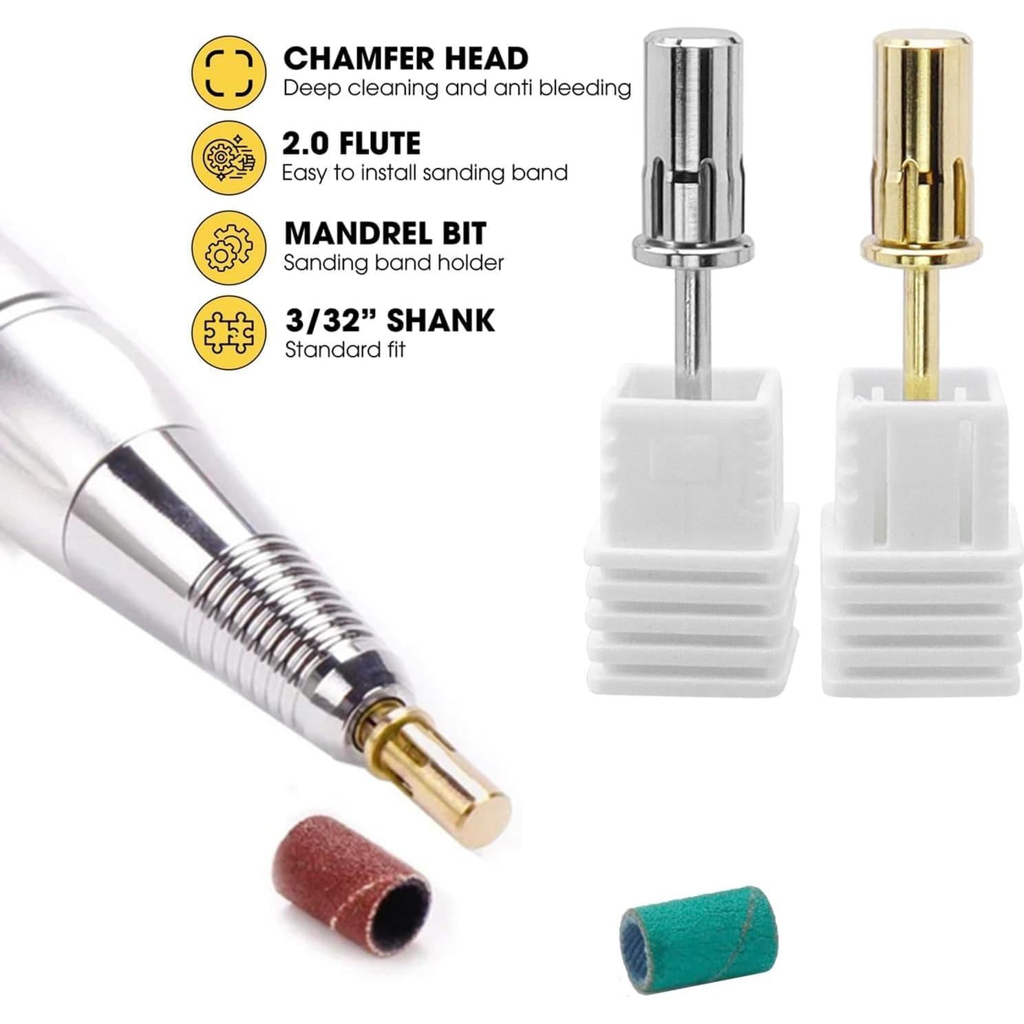 2 Piezas Bit de Mandril para Uñas Bestgle 2.35mm Acero