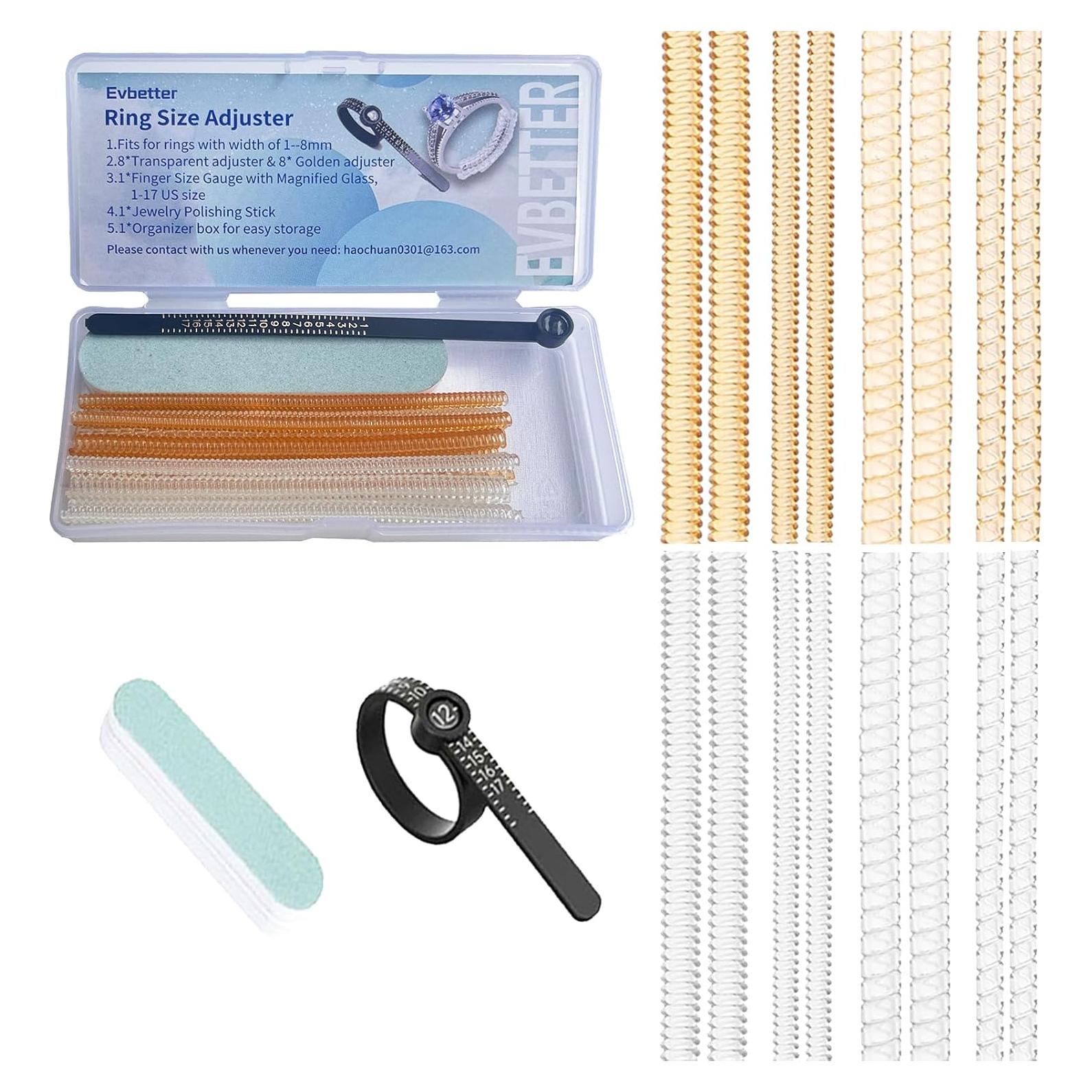 Ajustadores de Anillos Espirales Dorados y Transparentes 18pcs