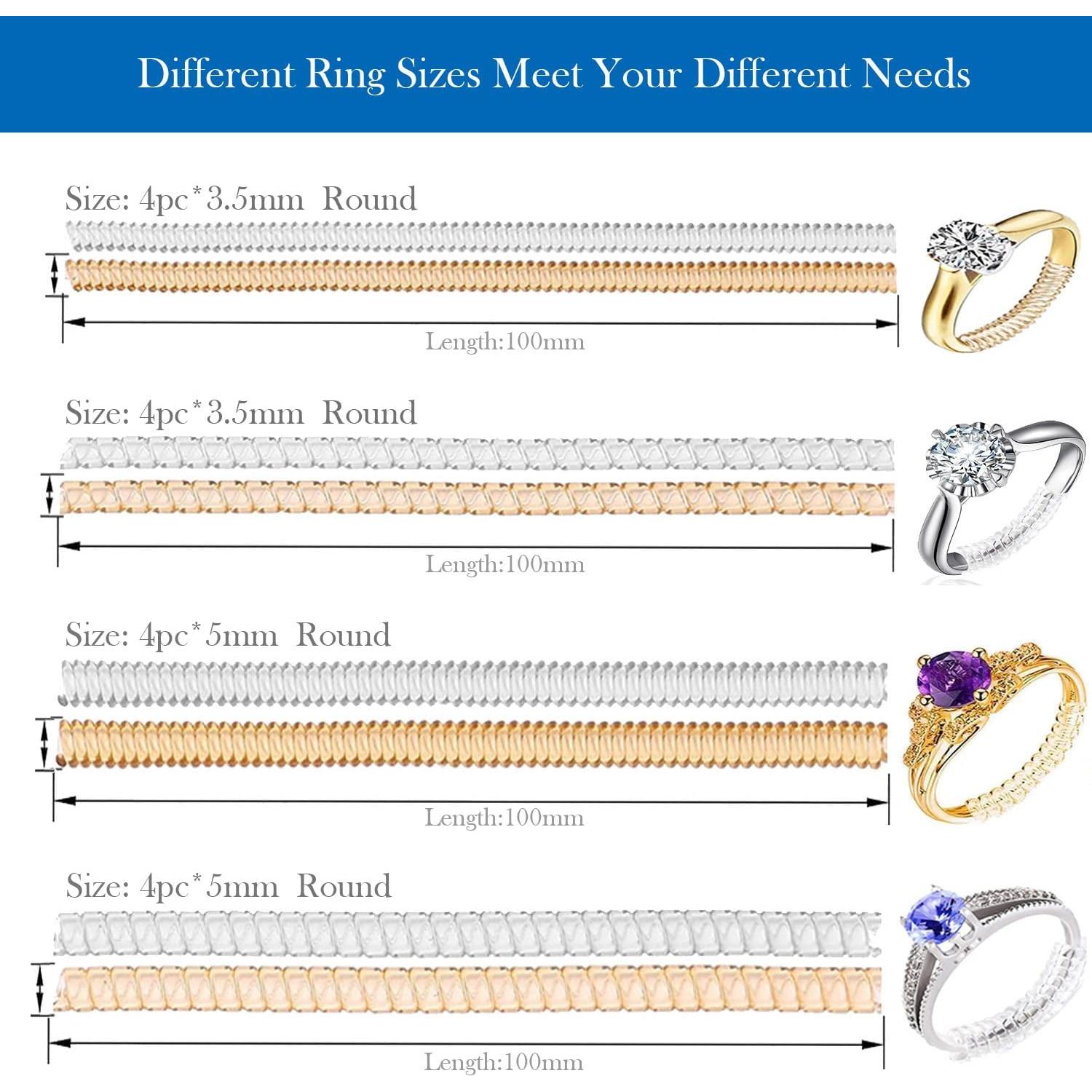 Ajustadores de Anillos Espirales Dorados y Transparentes 18pcs