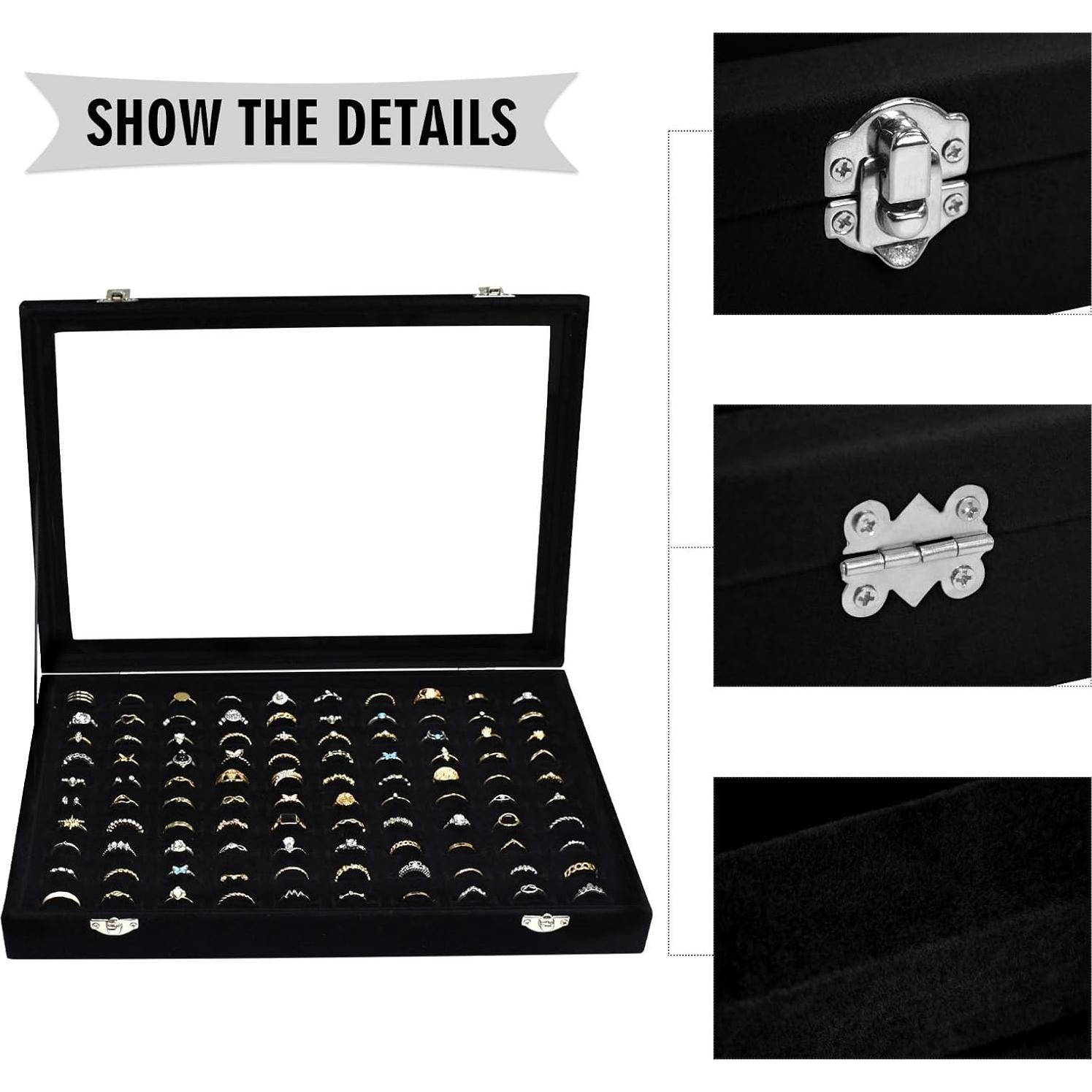 Bandeja de Exhibición de Anillos Siveit con Tapa Transparente