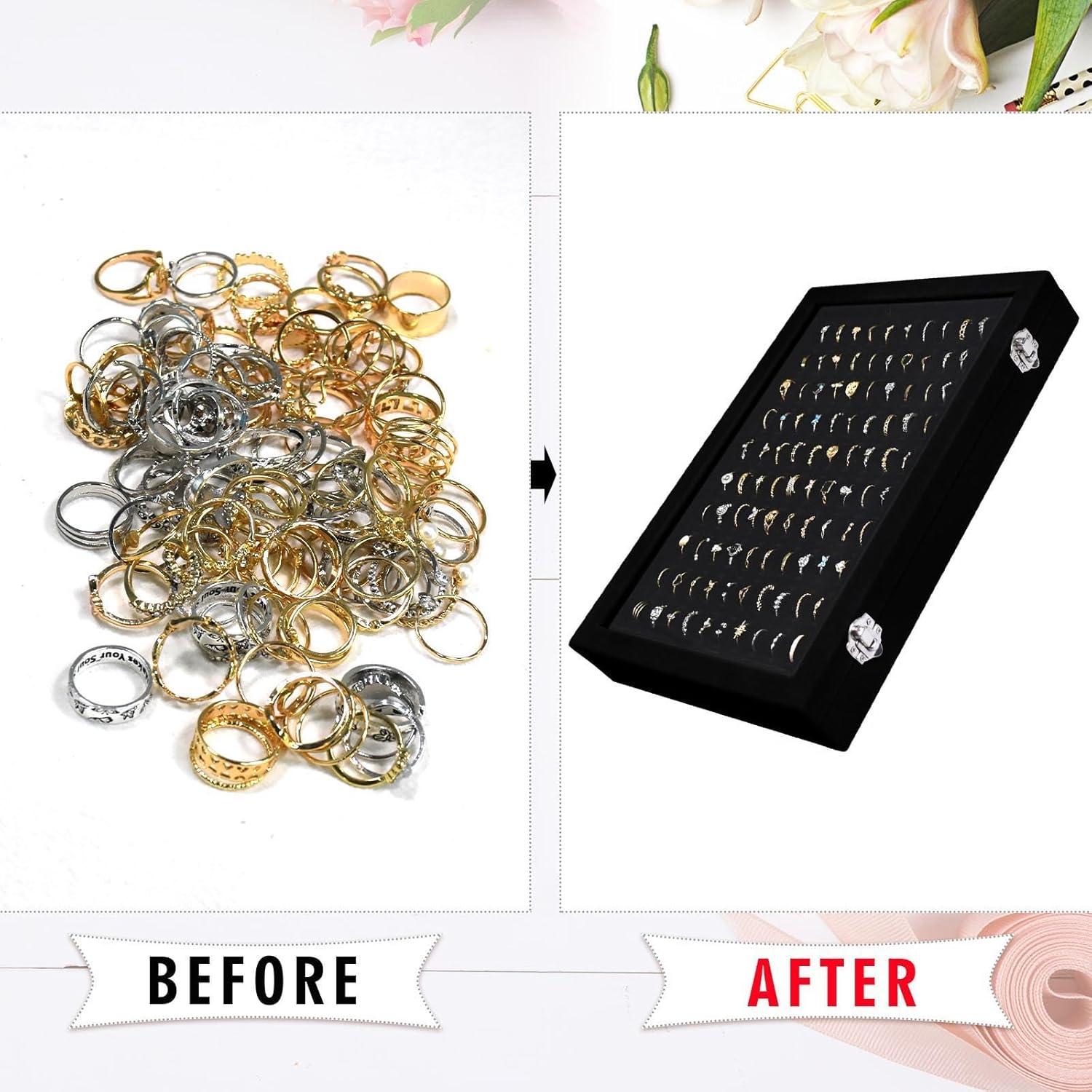 Bandeja de Exhibición de Anillos Siveit con Tapa Transparente