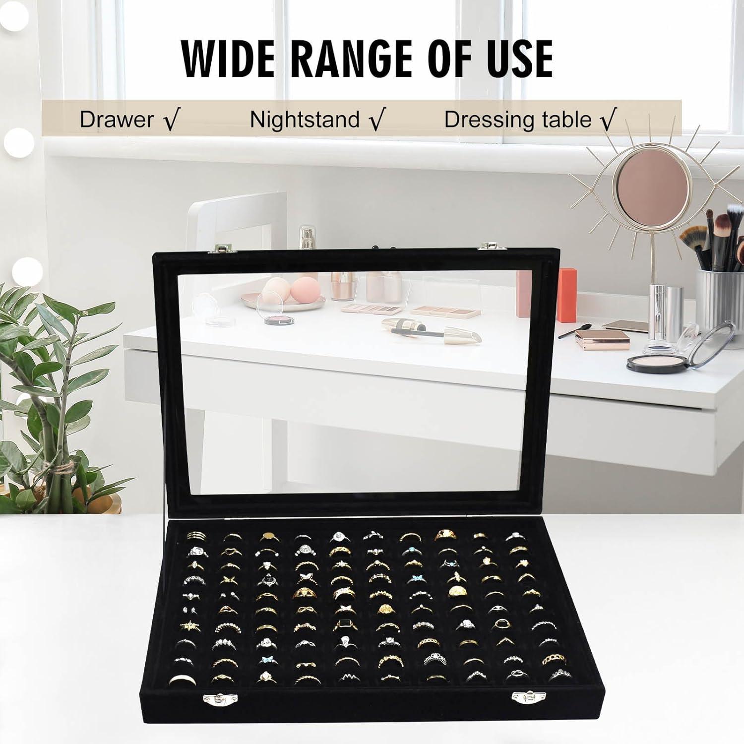 Bandeja de Exhibición de Anillos Siveit con Tapa Transparente