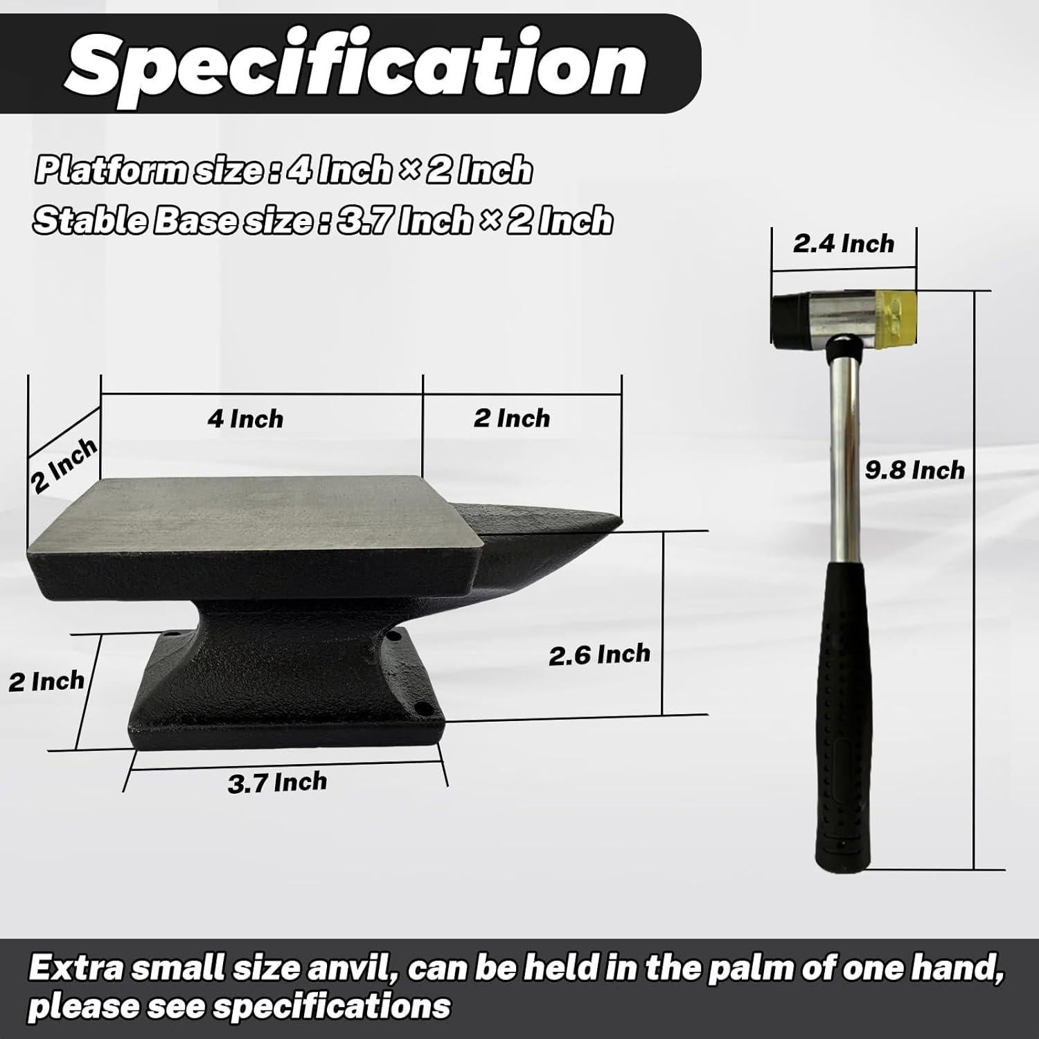 Juego de Yunque Mini Hyecen 1.36 kg con Martillo de Goma