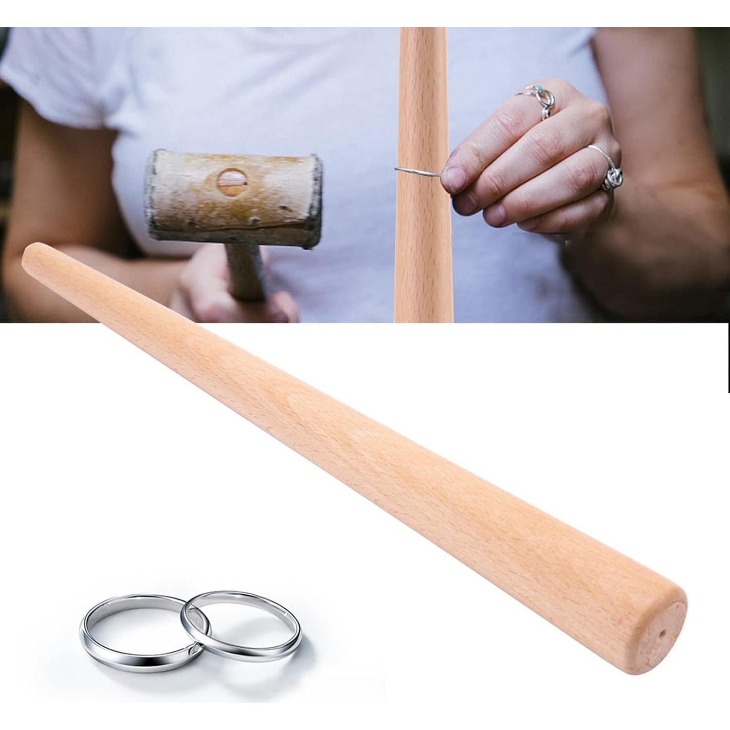 Mandril de Madera para Anillos - Herramienta de Joyería 28cm