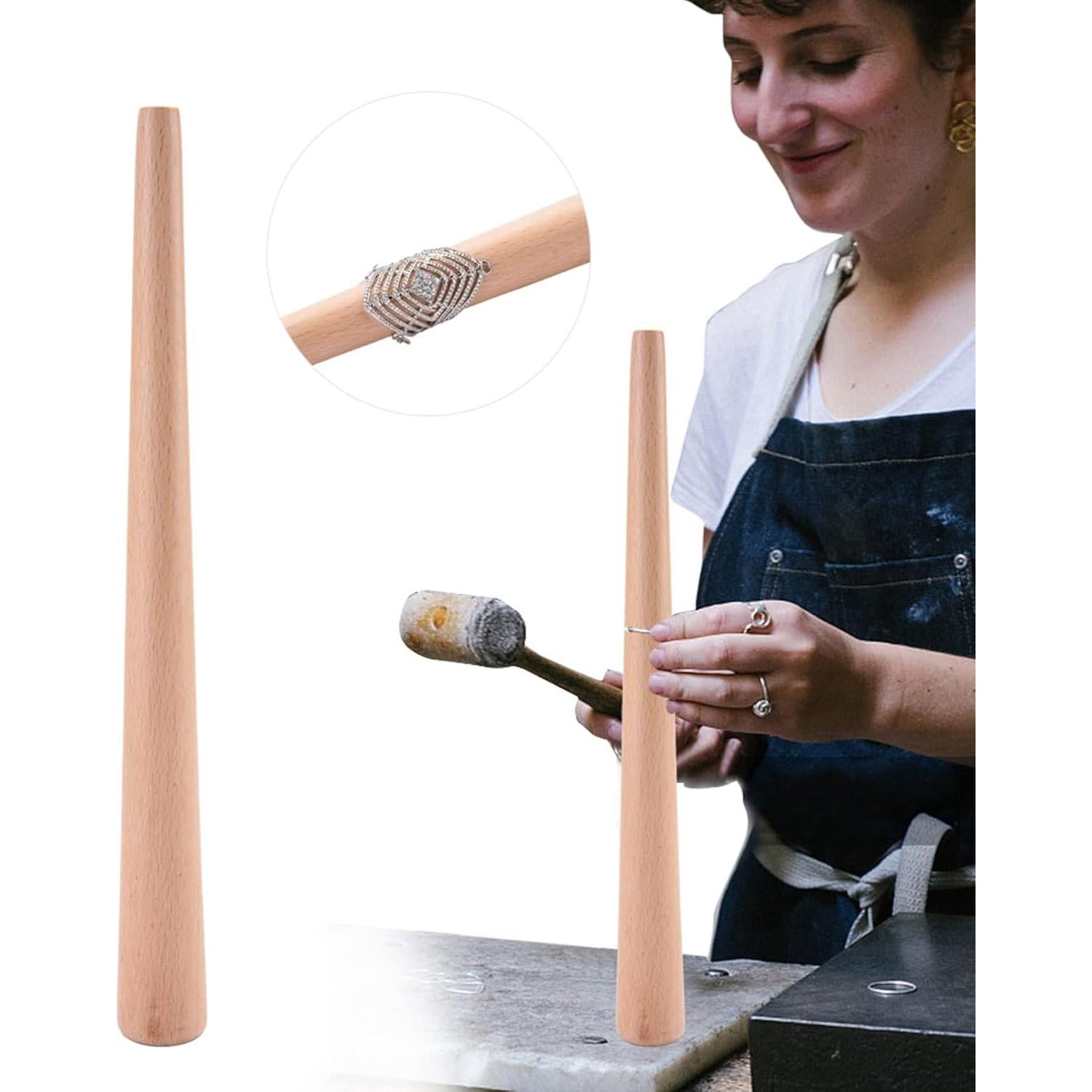 Mandril de Madera para Anillos - Herramienta de Joyería 28cm