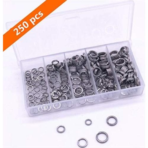 Kit de 250 Anillas Abiertas y Alicates JJZS para Pesca