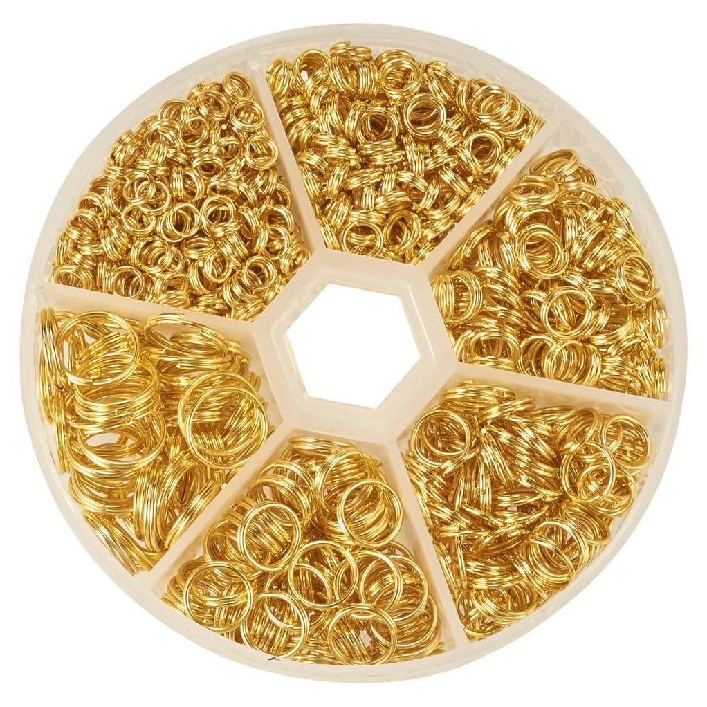 Anillos Divididos Dorados PH PandaHall 900 Pcs 4-10mm Joyería