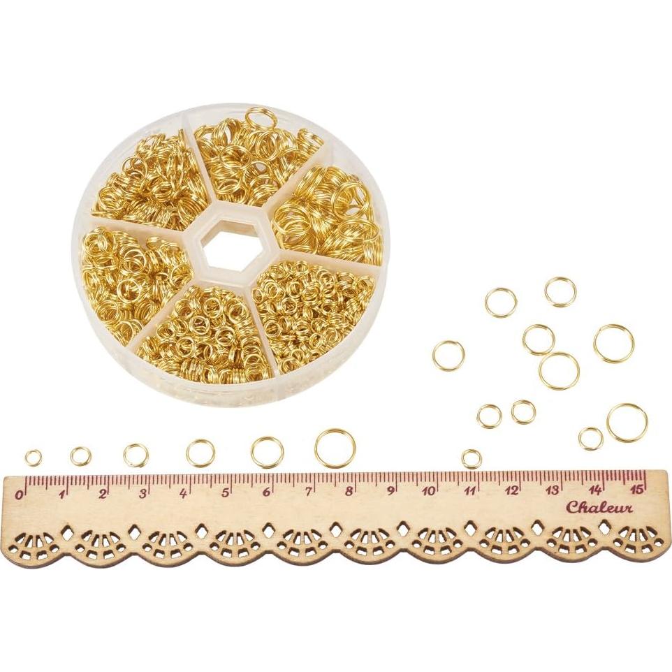 Anillos Divididos Dorados PH PandaHall 900 Pcs 4-10mm Joyería