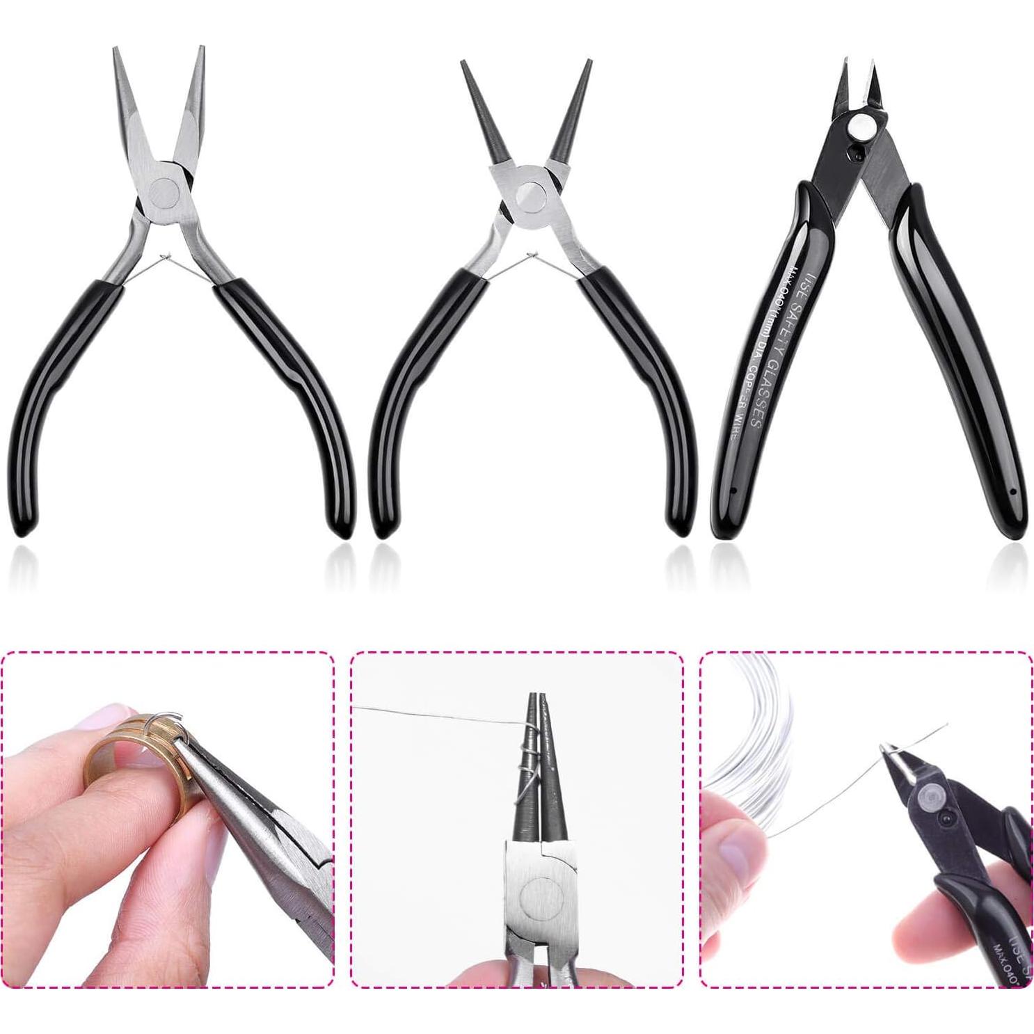 Juego de Alicates Cridoz para Joyas - 3 Piezas, Acero Negro