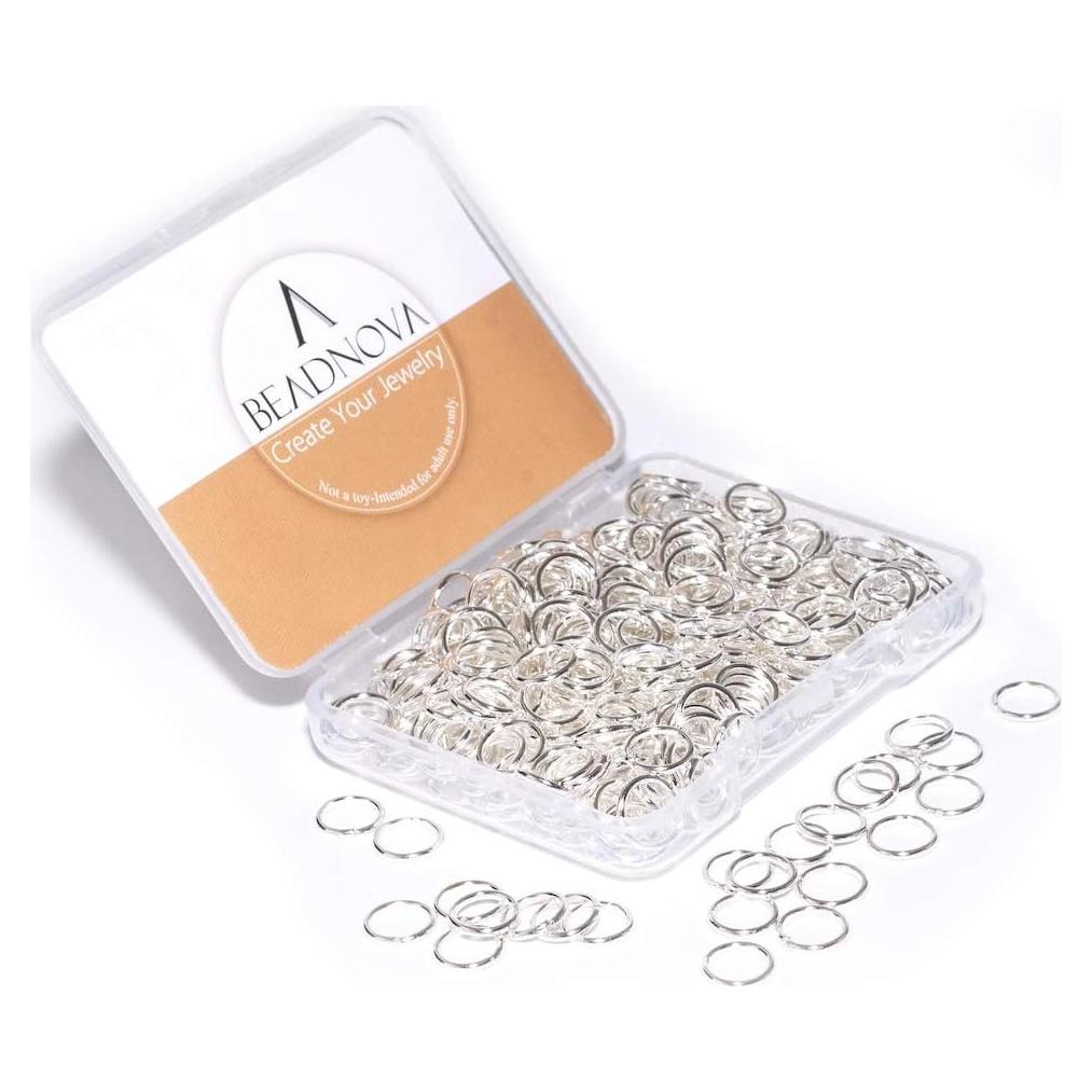 Anillas Abiertas de 8mm BEADNOVA - 300 Piezas Plata para Joyas