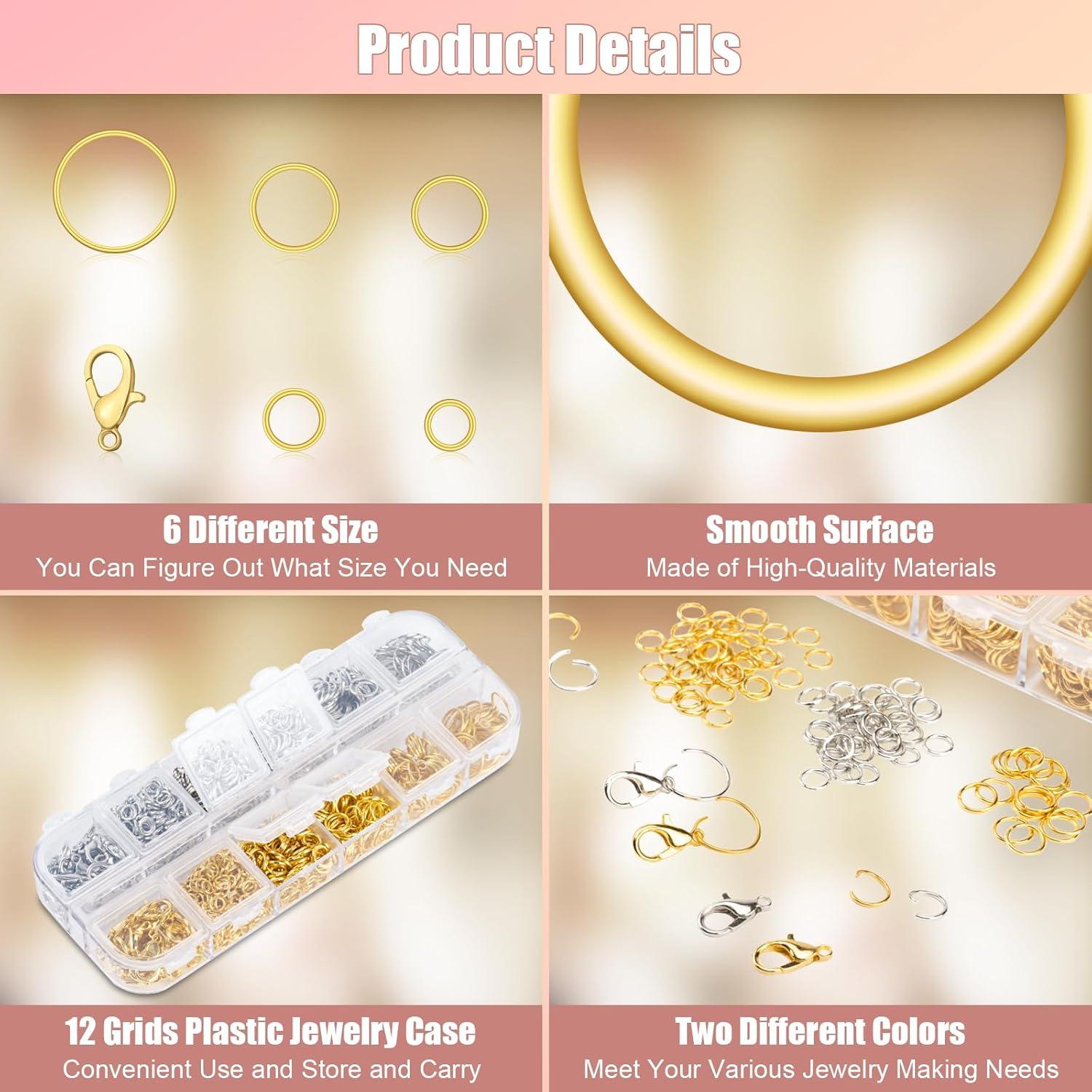 Kit de 1200 Anillas de Salto y Broches Amrules para Joyería