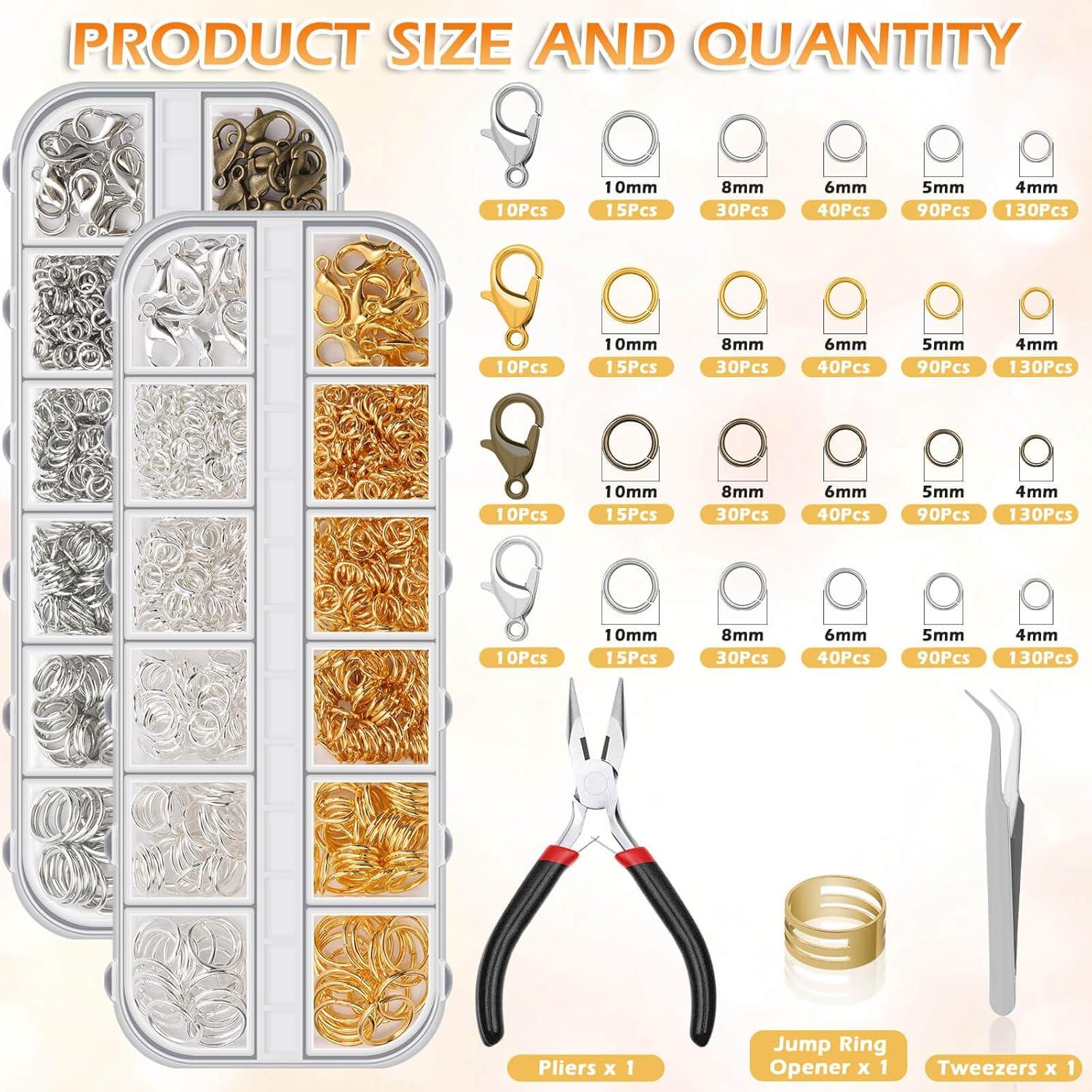 Kit de Fabricación de Joyas PAXCOO, 1260 Piezas Anillas y Cierres