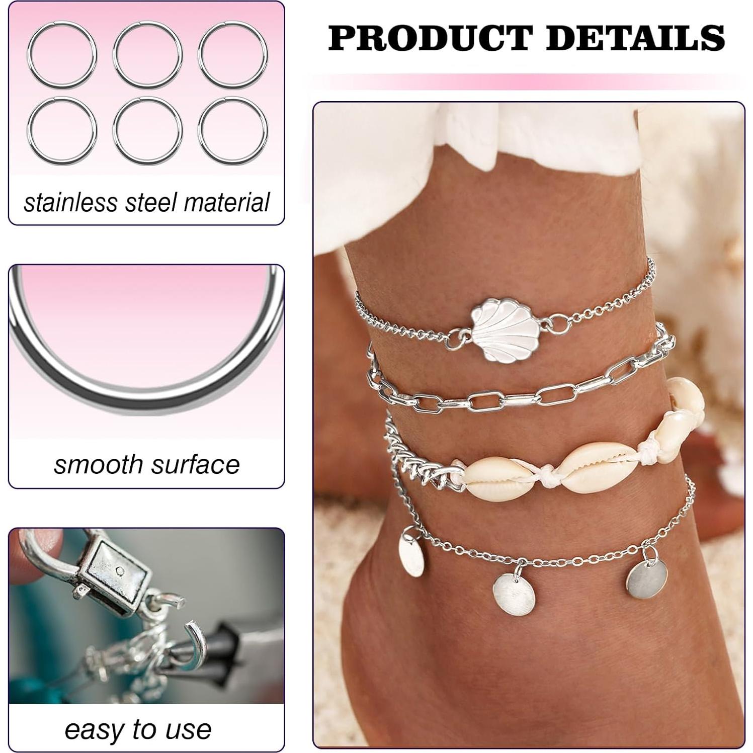 Anillas de Salto Abiertas TOAOB 200pcs 12mm Acero Inoxidable