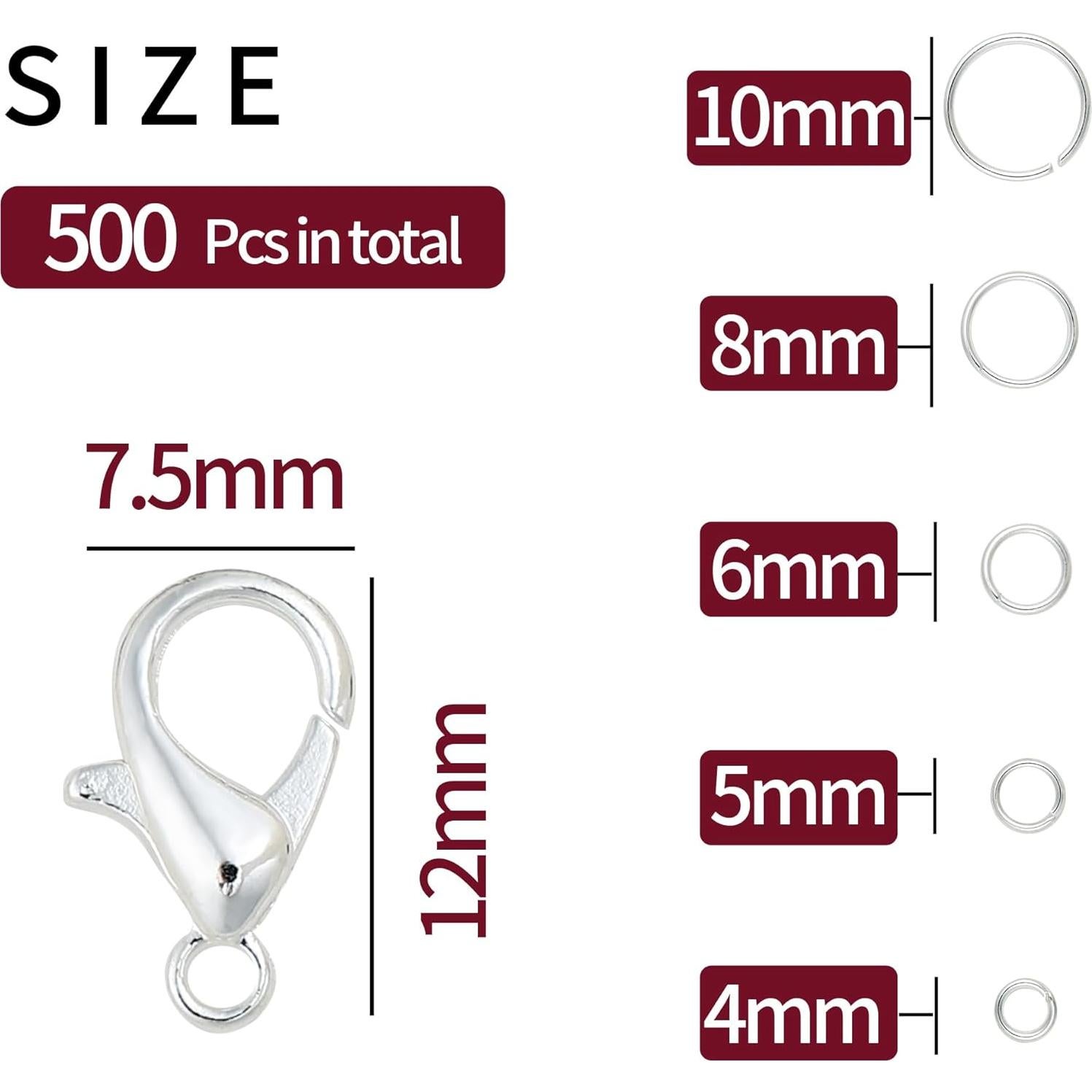 Kit de Anillas Abiertas KOPOX 500PCS Plata y Oro 5 Tamaños