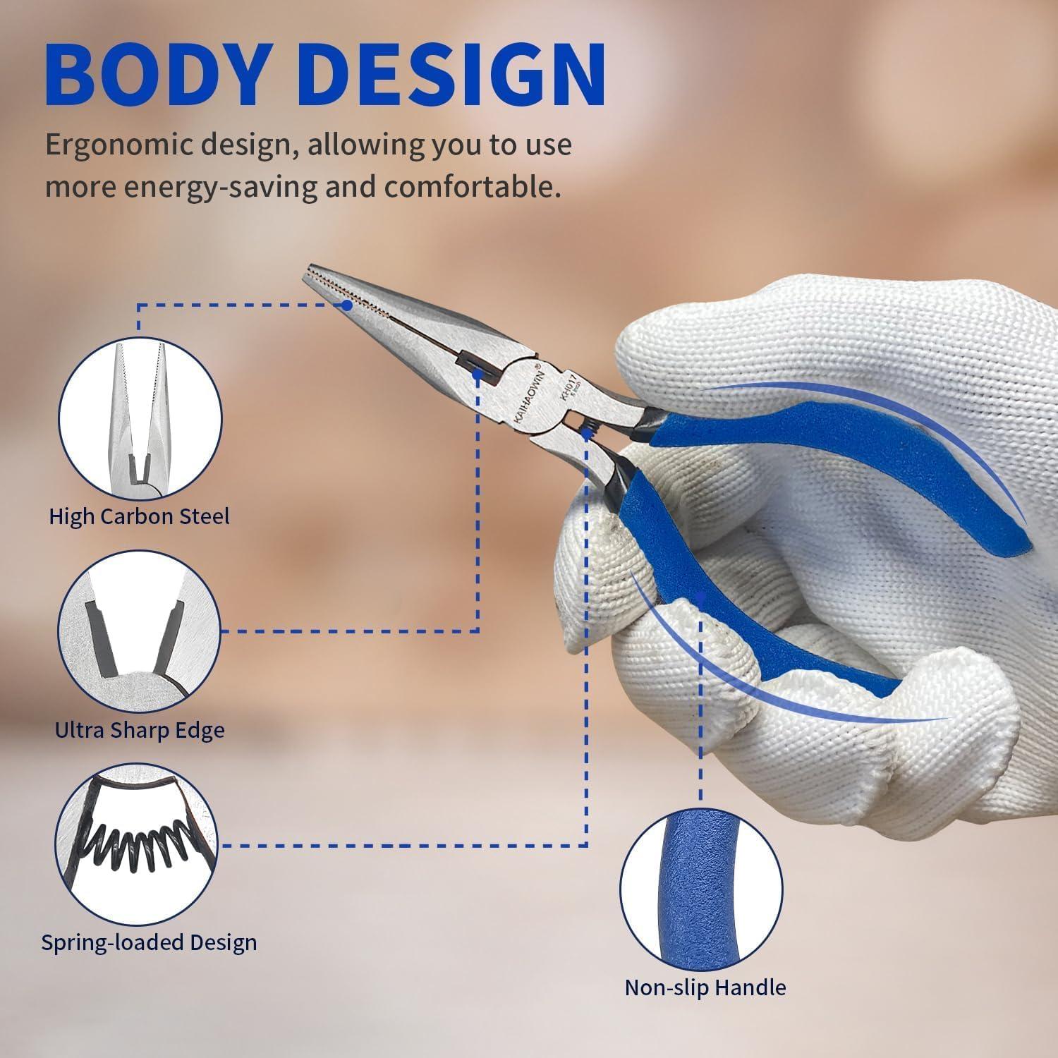 Alicates de Punta Larga Mini KAIHAOWIN 12.7 cm Paquete de 2