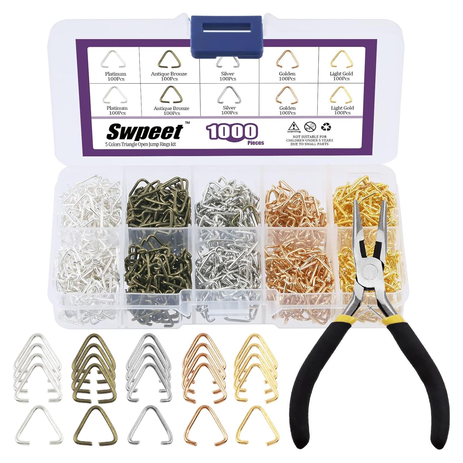Kit de Joyería Swpeet 1001Pcs Anillas Triangulares 10mm