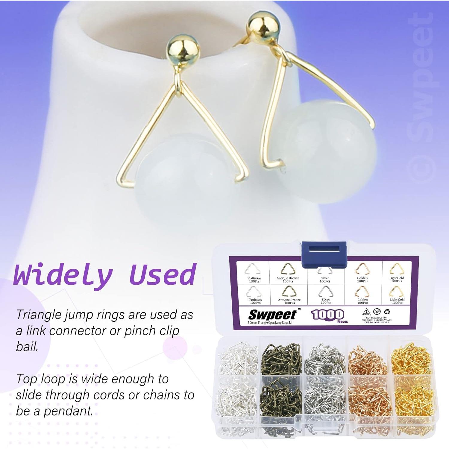 Kit de Joyería Swpeet 1001Pcs Anillas Triangulares 10mm