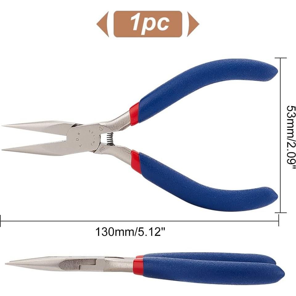 Alicates de Punta Plana PH PandaHall 130mm Acero Inoxidable Azul