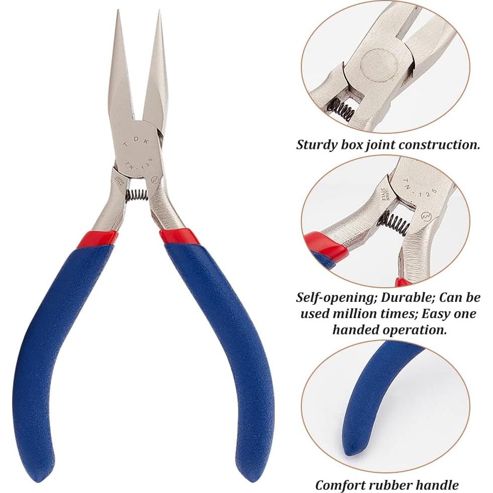 Alicates de Punta Plana PH PandaHall 130mm Acero Inoxidable Azul