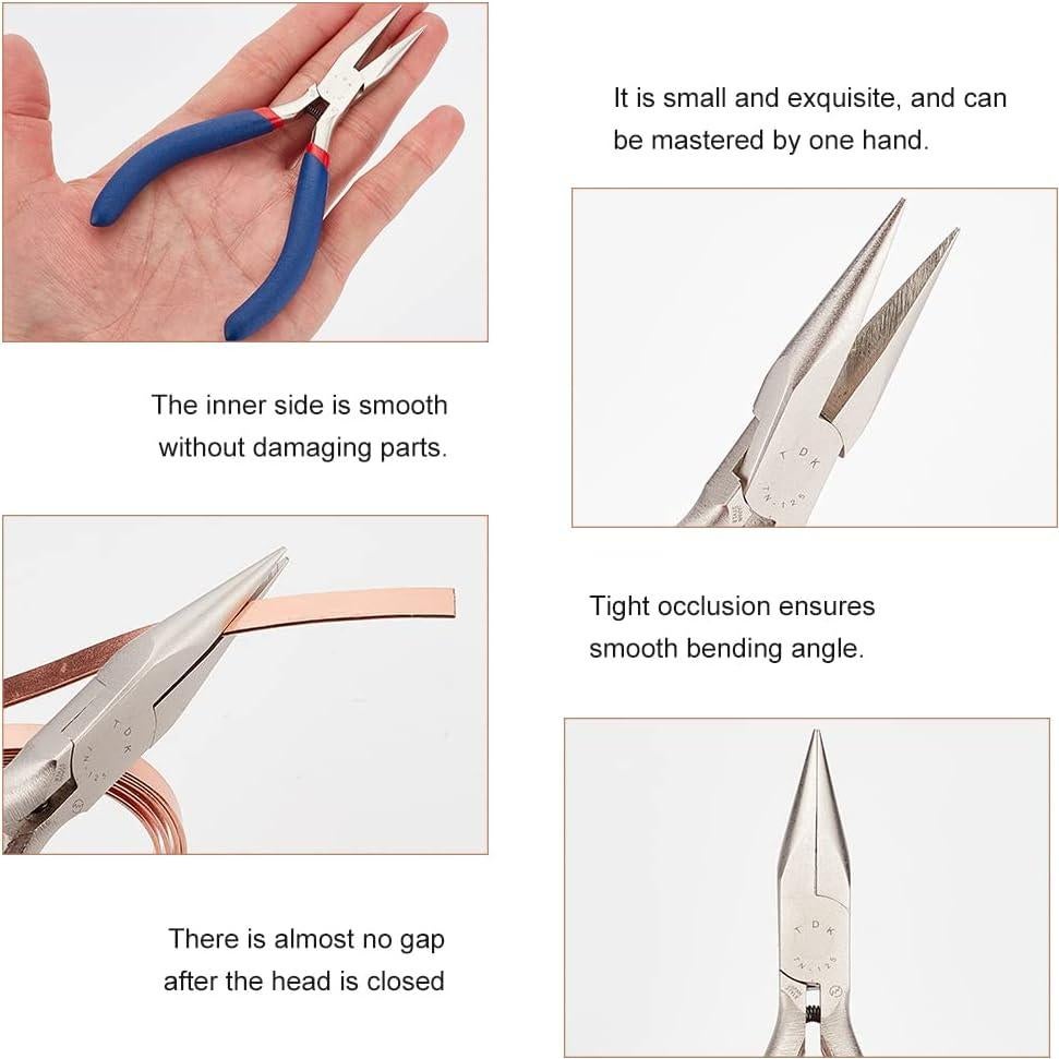 Alicates de Punta Plana PH PandaHall 130mm Acero Inoxidable Azul