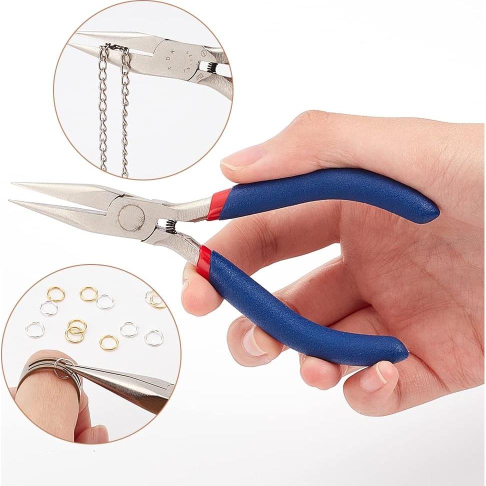 Alicates de Punta Plana PH PandaHall 130mm Acero Inoxidable Azul