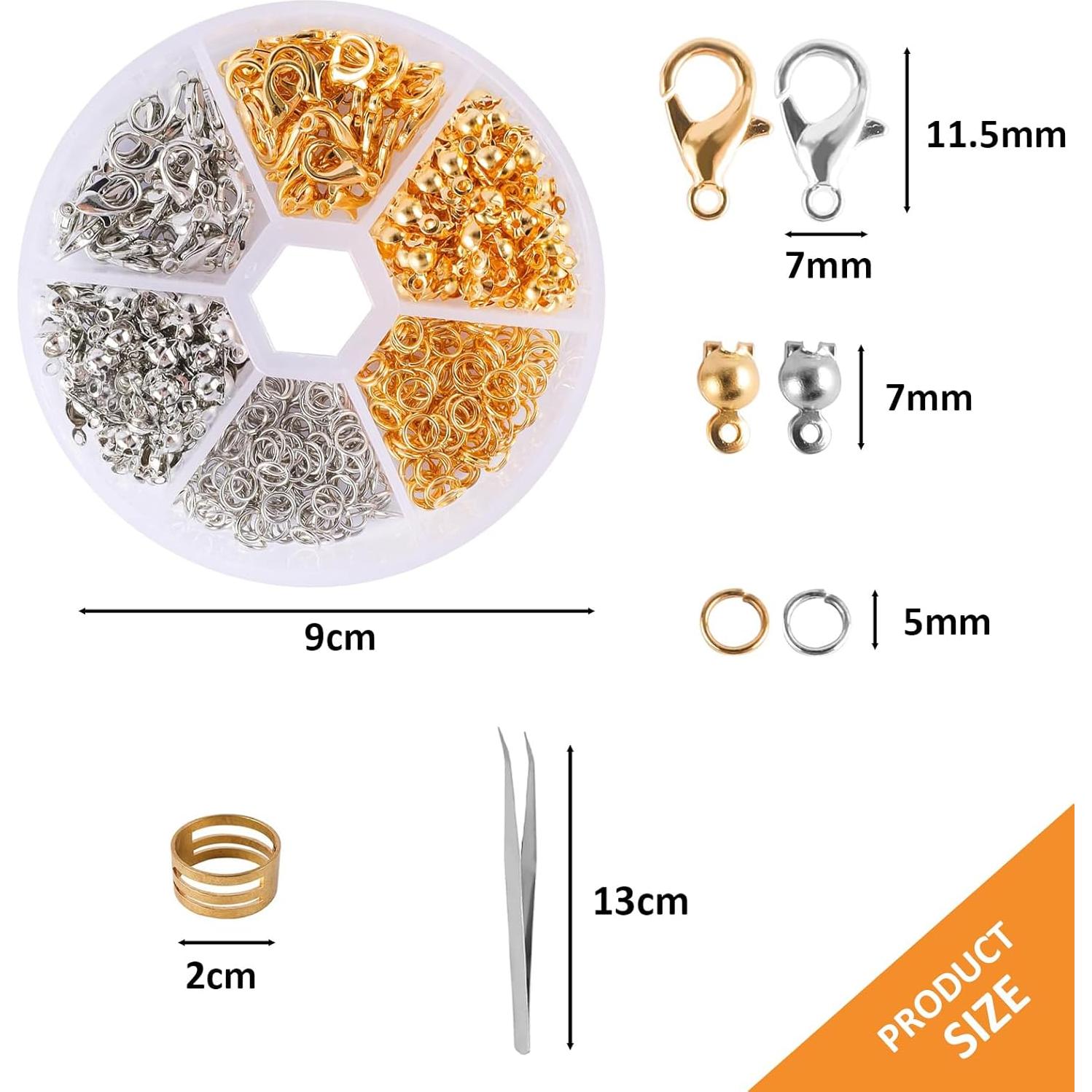 Kit de Joyería HUIRUSO 460 Piezas Ganchos de Langosta Dorados