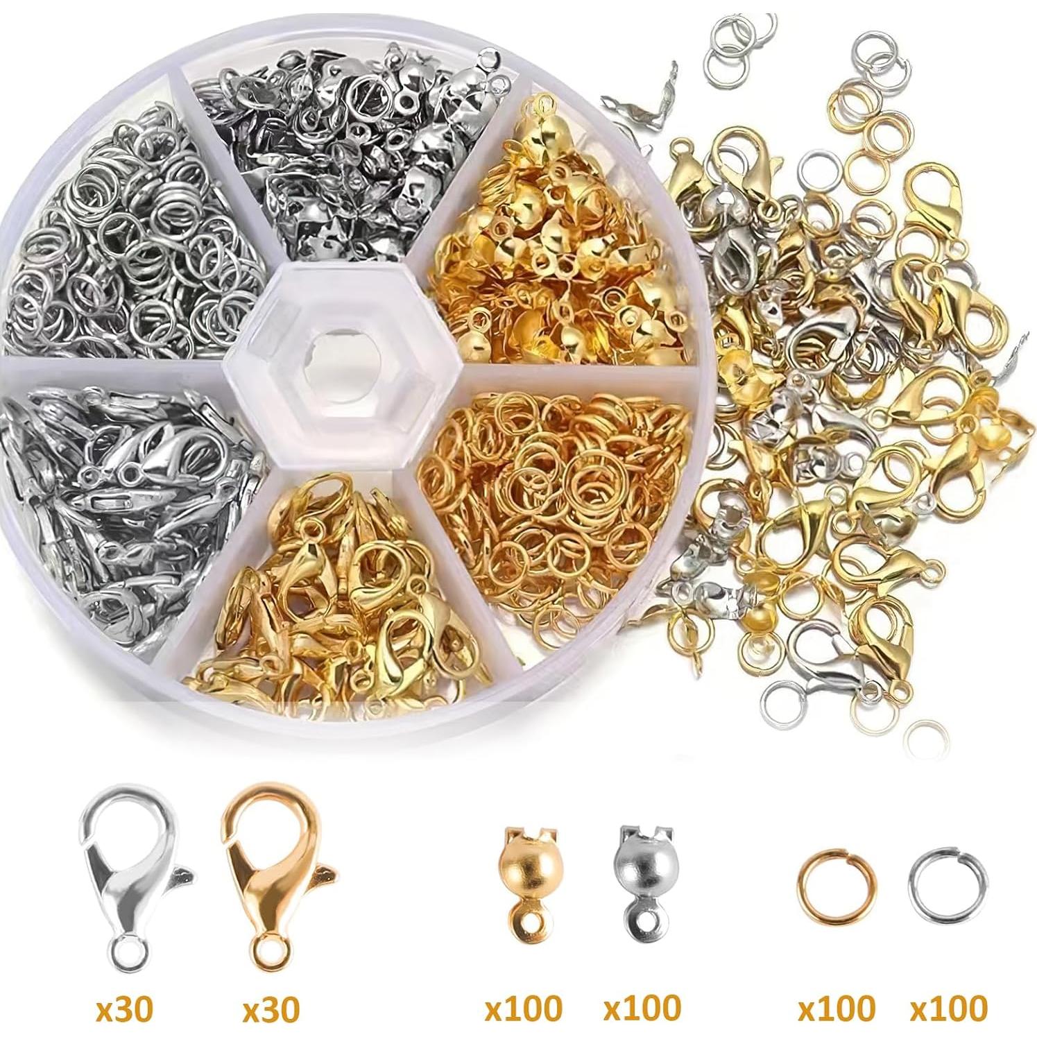 Kit de Joyería HUIRUSO 460 Piezas Ganchos de Langosta Dorados