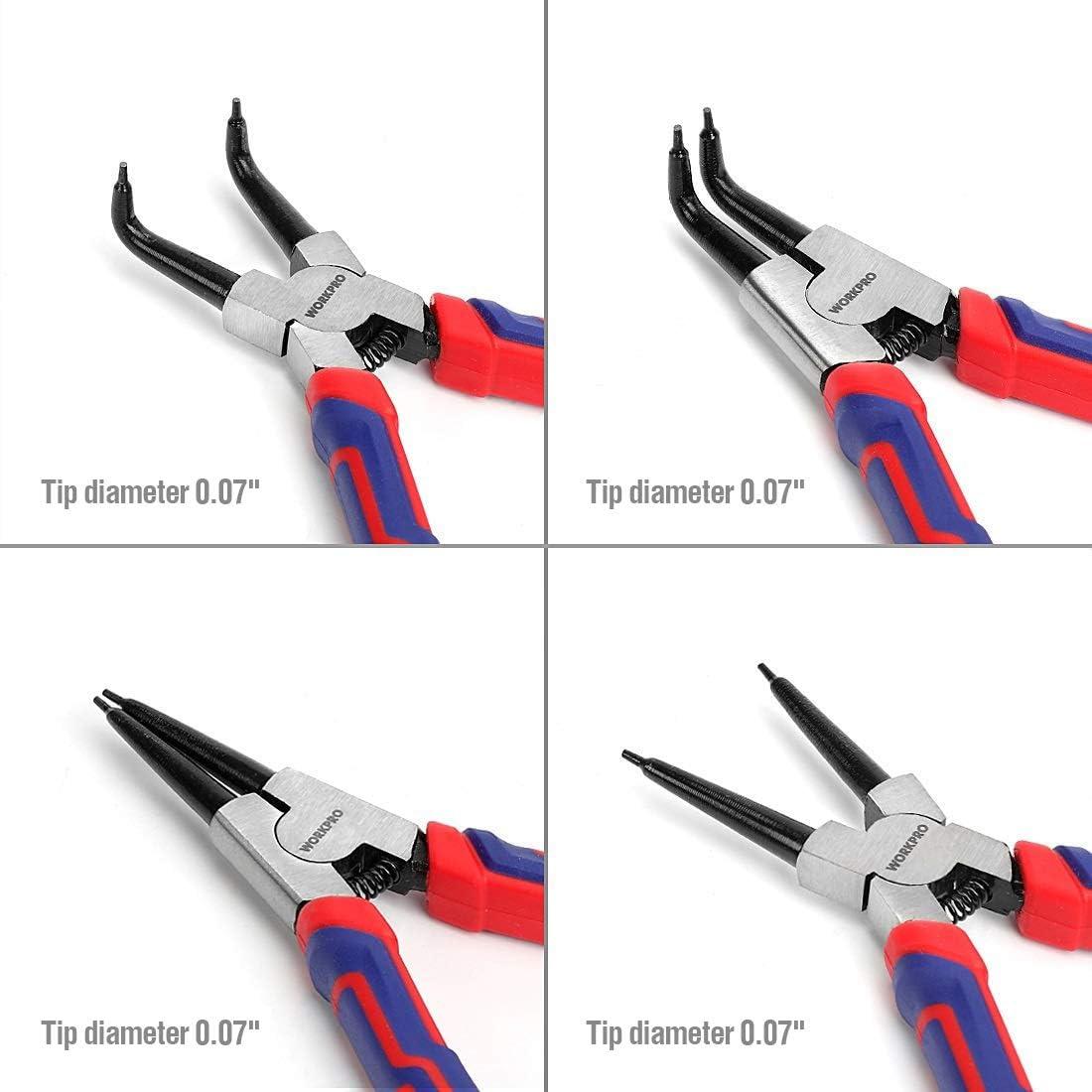 WORKPRO Juego de Pinzas de Anillo de Snap 4 Piezas 25 cm