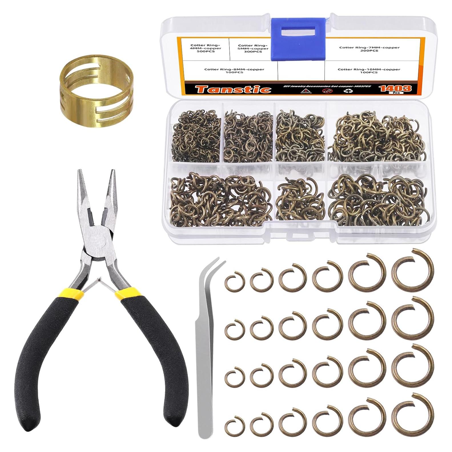 Kit de Anillas Abiertas Tanstic 1403Pcs Bronce 4-10mm