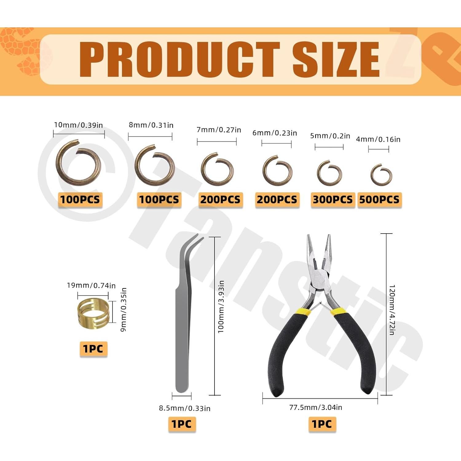 Kit de Anillas Abiertas Tanstic 1403Pcs Bronce 4-10mm