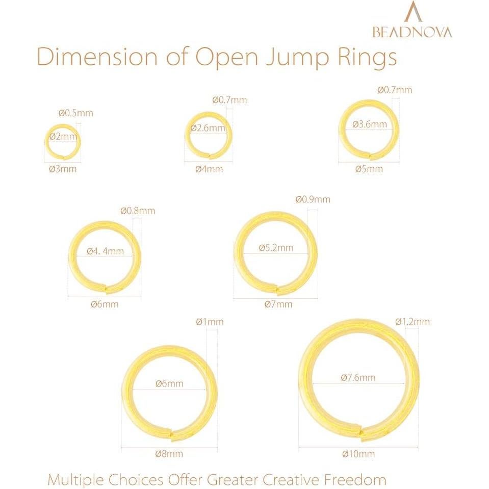 Anillas Abiertas Doradas BEADNOVA para Joyería - Set 1500pcs