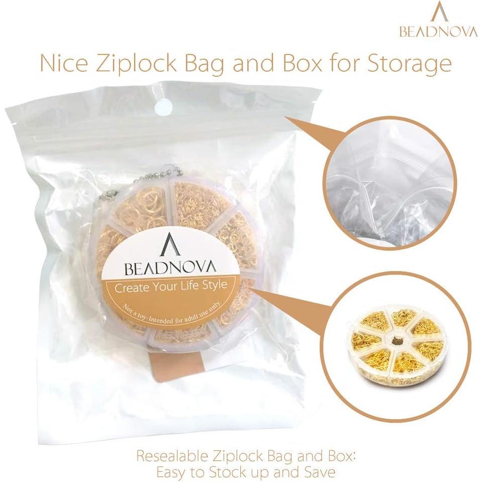 Anillas Abiertas Doradas BEADNOVA para Joyería - Set 1500pcs