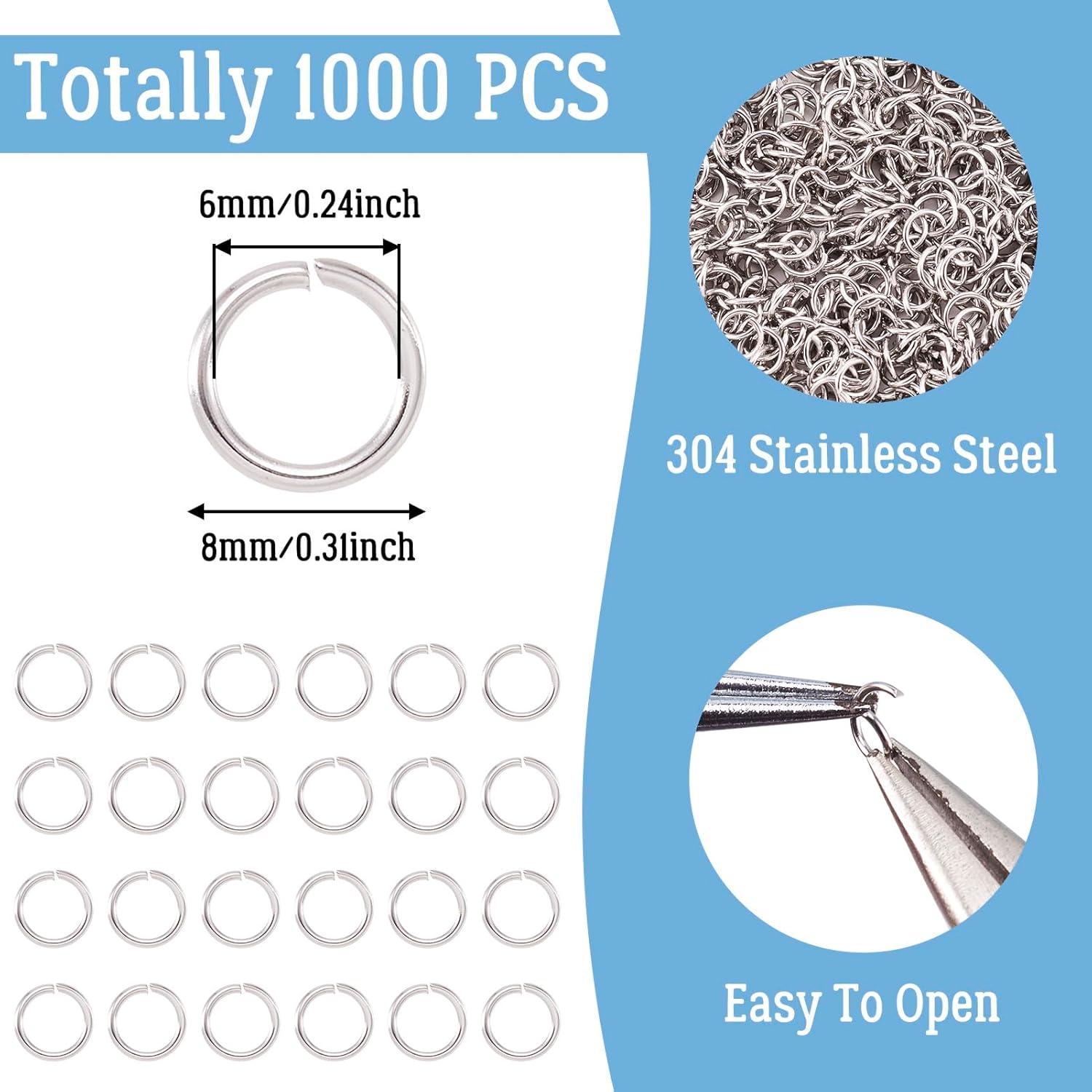 Anillas Abiertas de Acero Inoxidable Craftdady 1000 Pcs 8mm