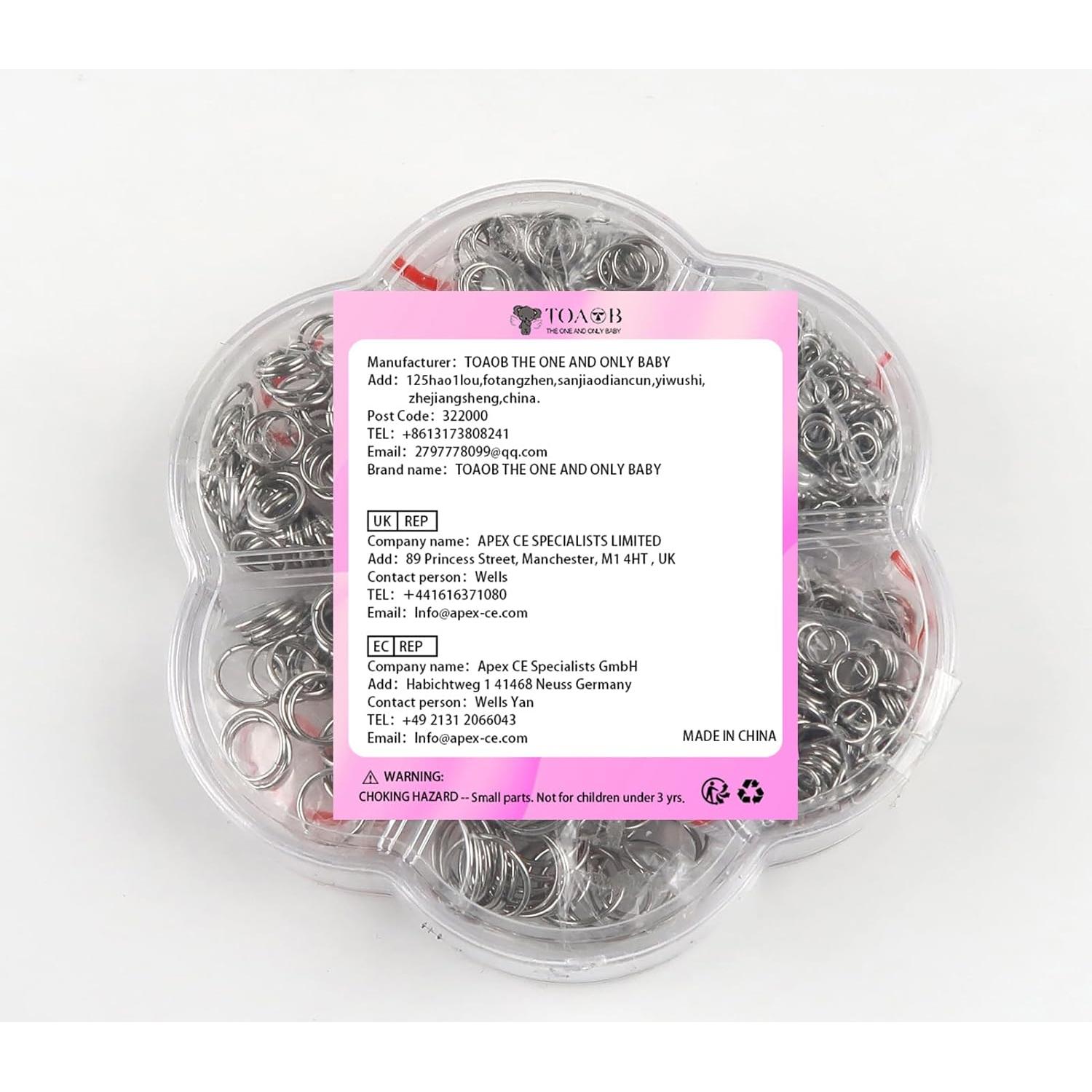 TOAOB 1000 Anillas de Salto Acero Inoxidable 4-10mm Joyería