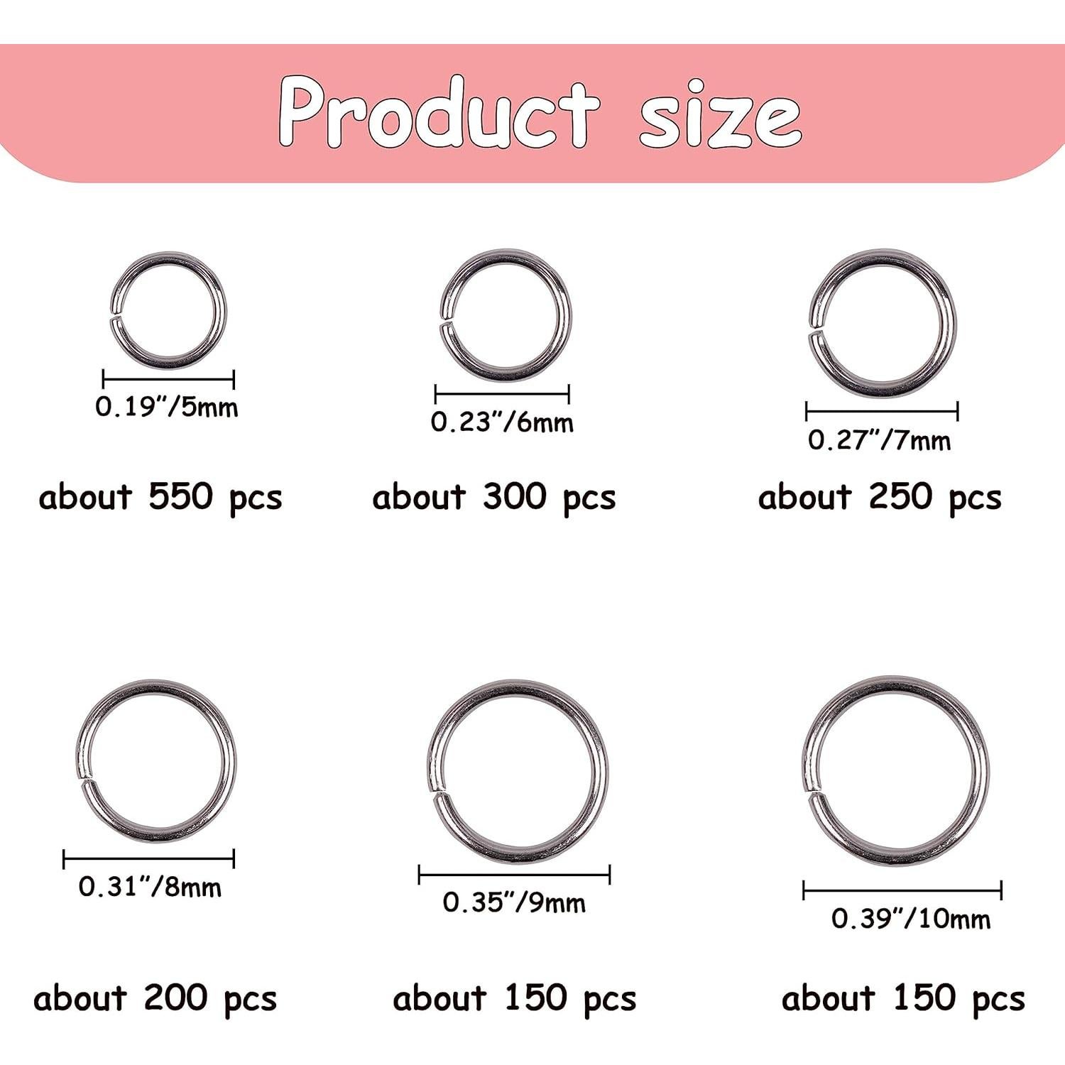 YAKA 1600 Anillas Abiertas de Joyería en Níquel - 6 Tamaños