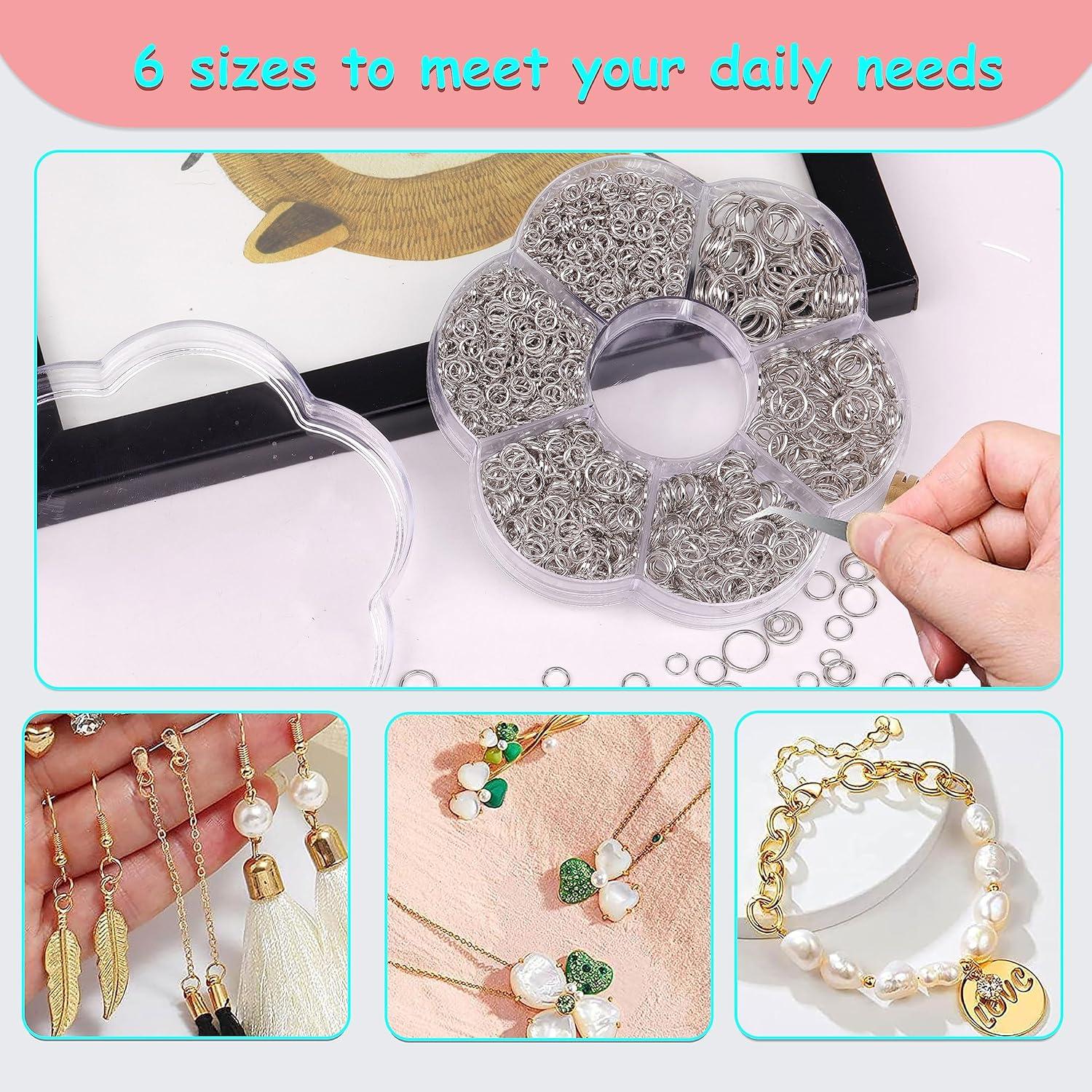 YAKA 1600 Anillas Abiertas de Joyería en Níquel - 6 Tamaños