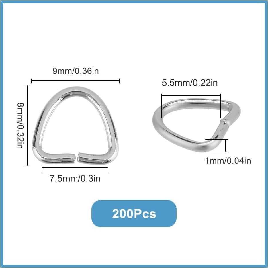 Anillos Triángulo de Metal 200 Pcs SUNNYCLUE Acero Inoxidable