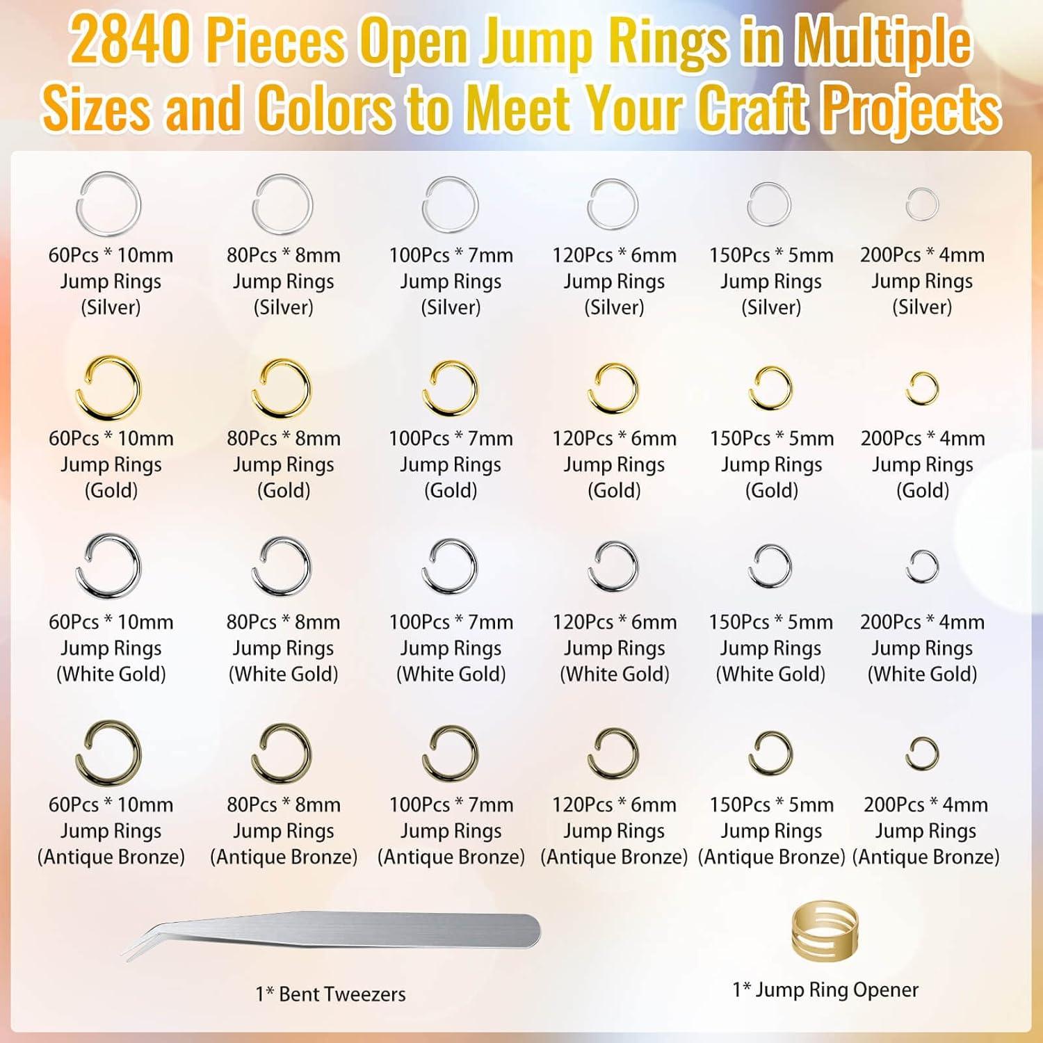 2840 Piezas Anillas Abiertas Shynek para Joyería 4-10mm