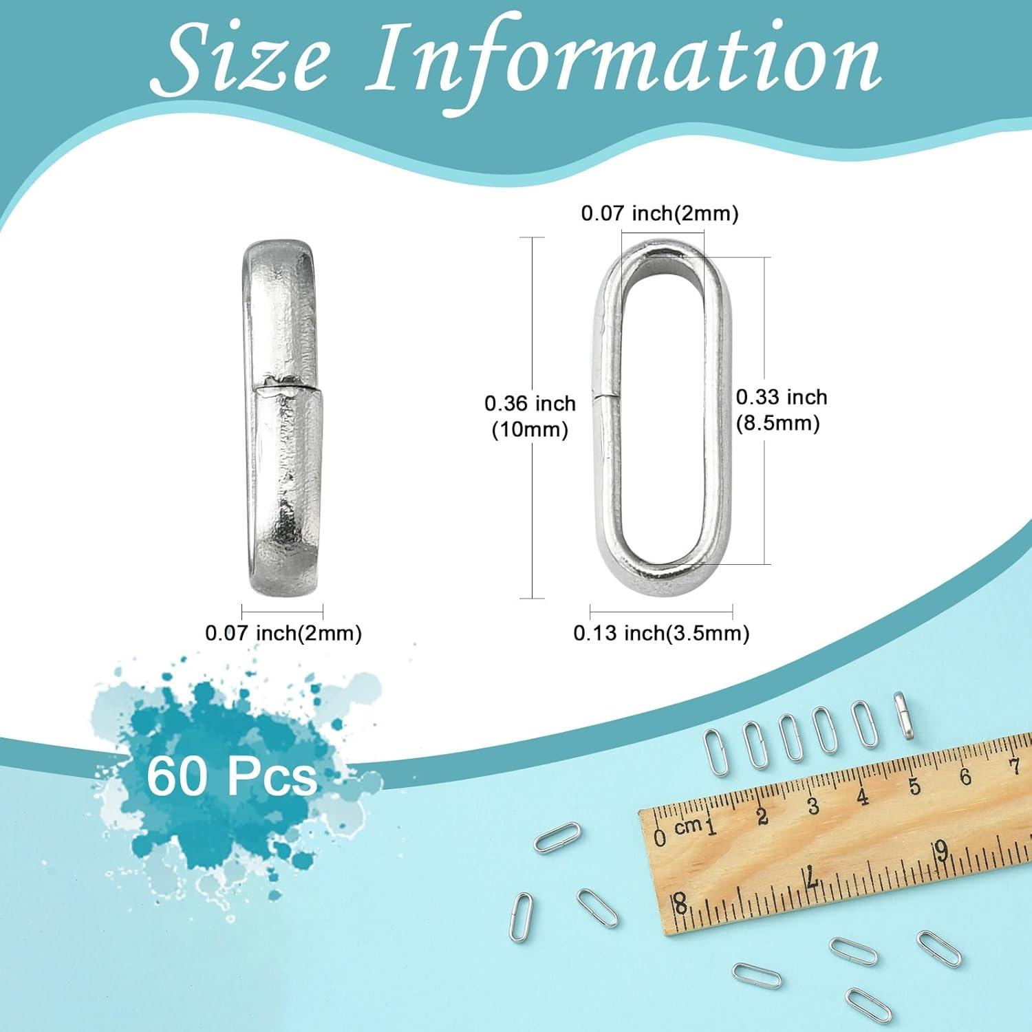 Anillos Abiertos de Acero Inoxidable LiQunSweet 60 Pcs 10x3.5mm