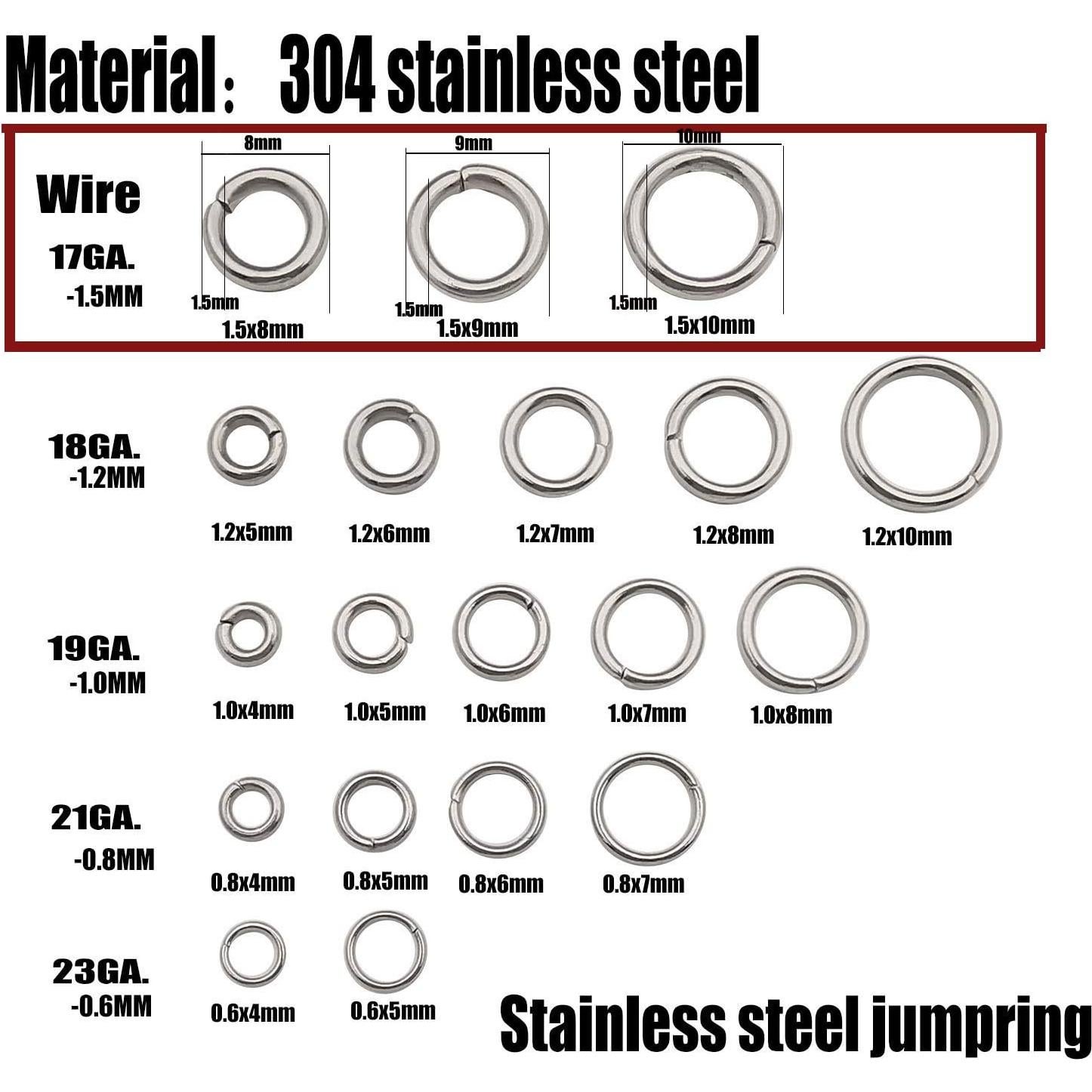 300 Anillos de Salto Acero Inoxidable 8mm 9mm 10mm WOCRAFT