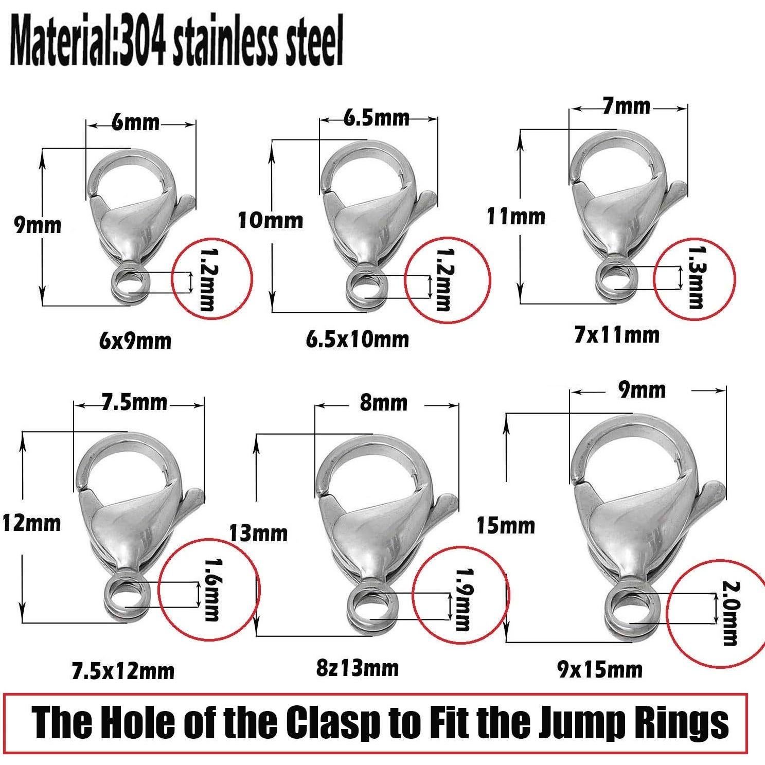 300 Anillos de Salto Acero Inoxidable 8mm 9mm 10mm WOCRAFT