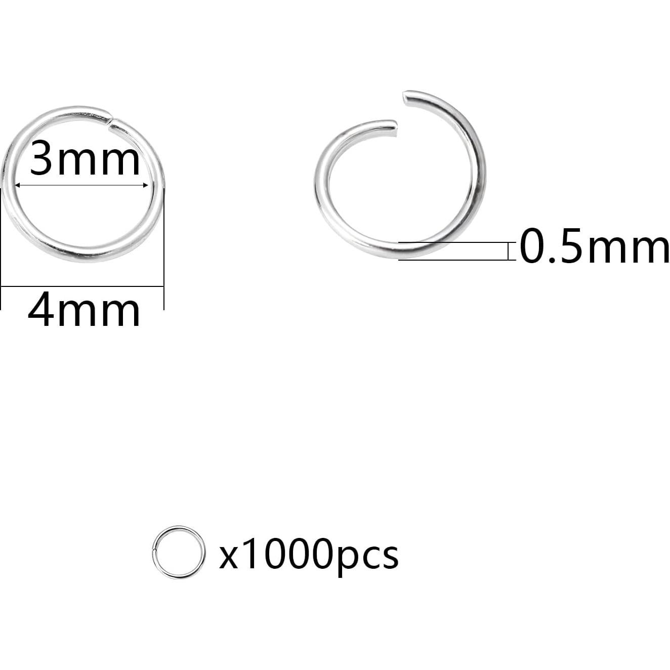 1000 Anillas Abiertas Plata Chuyau 4mm para Joyería DIY