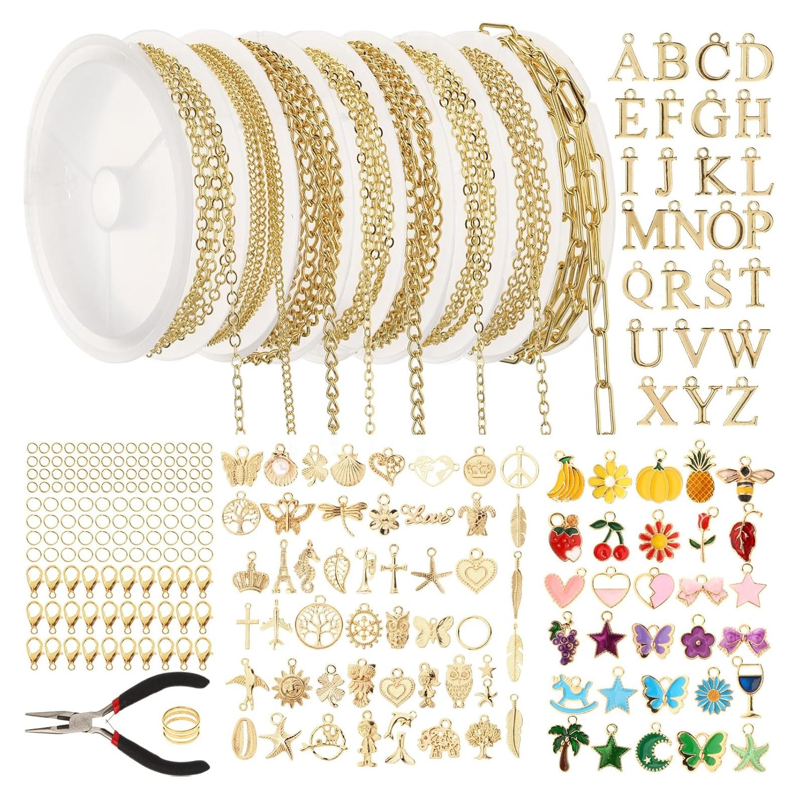 Kit de Joyería DIY Quelay - 8 Rollos de Cadena Dorada 26.2ft