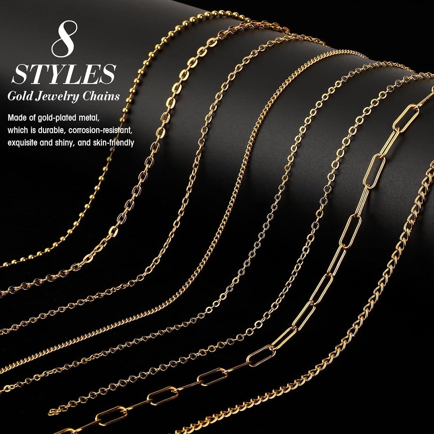 Kit de Joyería DIY Quelay - 8 Rollos de Cadena Dorada 26.2ft