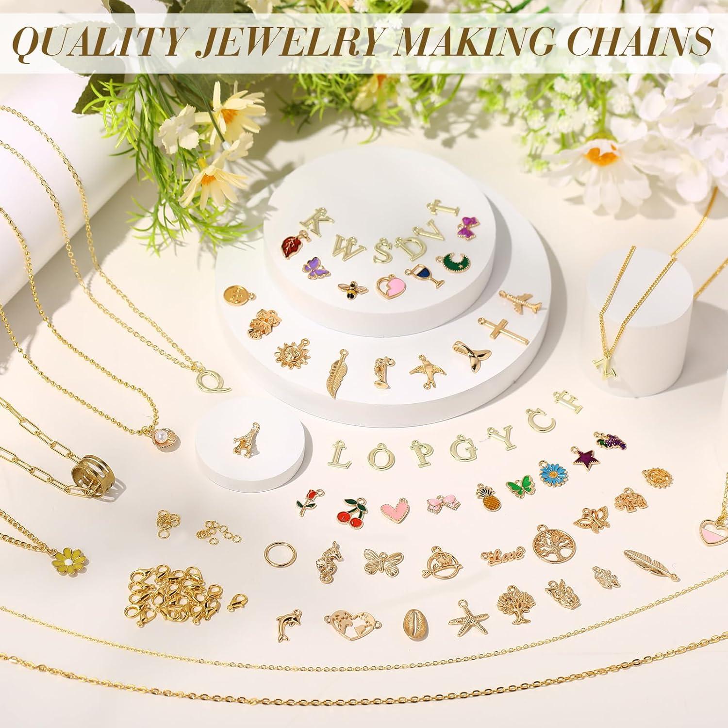 Kit de Joyería DIY Quelay - 8 Rollos de Cadena Dorada 26.2ft