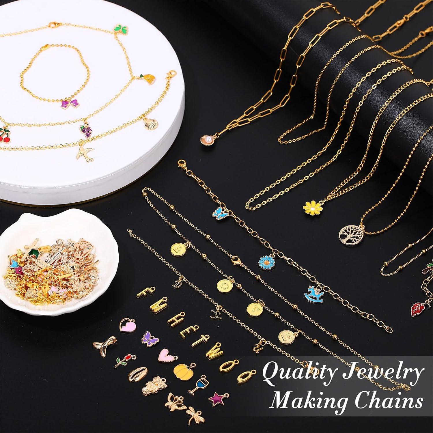 Kit de Joyería DIY Tondiamo 12 Rollos Cadenas Doradas 100 cm